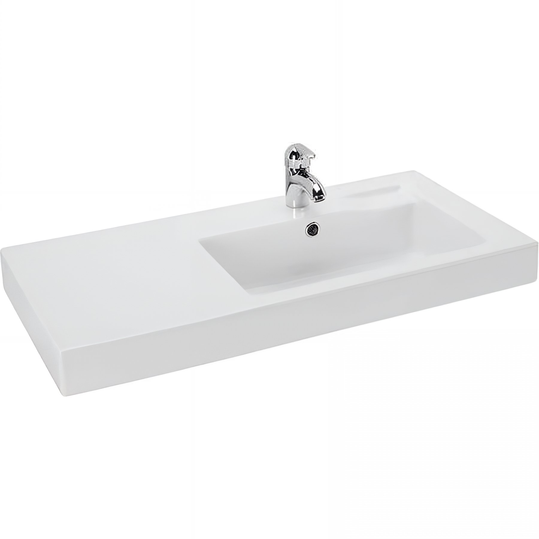 Vasque céramique traditionnelle SANINDUSA fixation murale ou à poser sur plan Linha 90 droit blanc