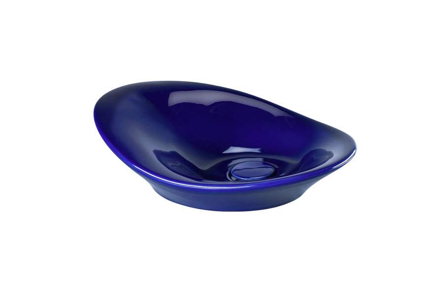 Vasque d'exception à poser sur meuble de salle de bain ou plan de toilette 53x39cm hauteur 17,5cm SANINDUSA Morfys bleue