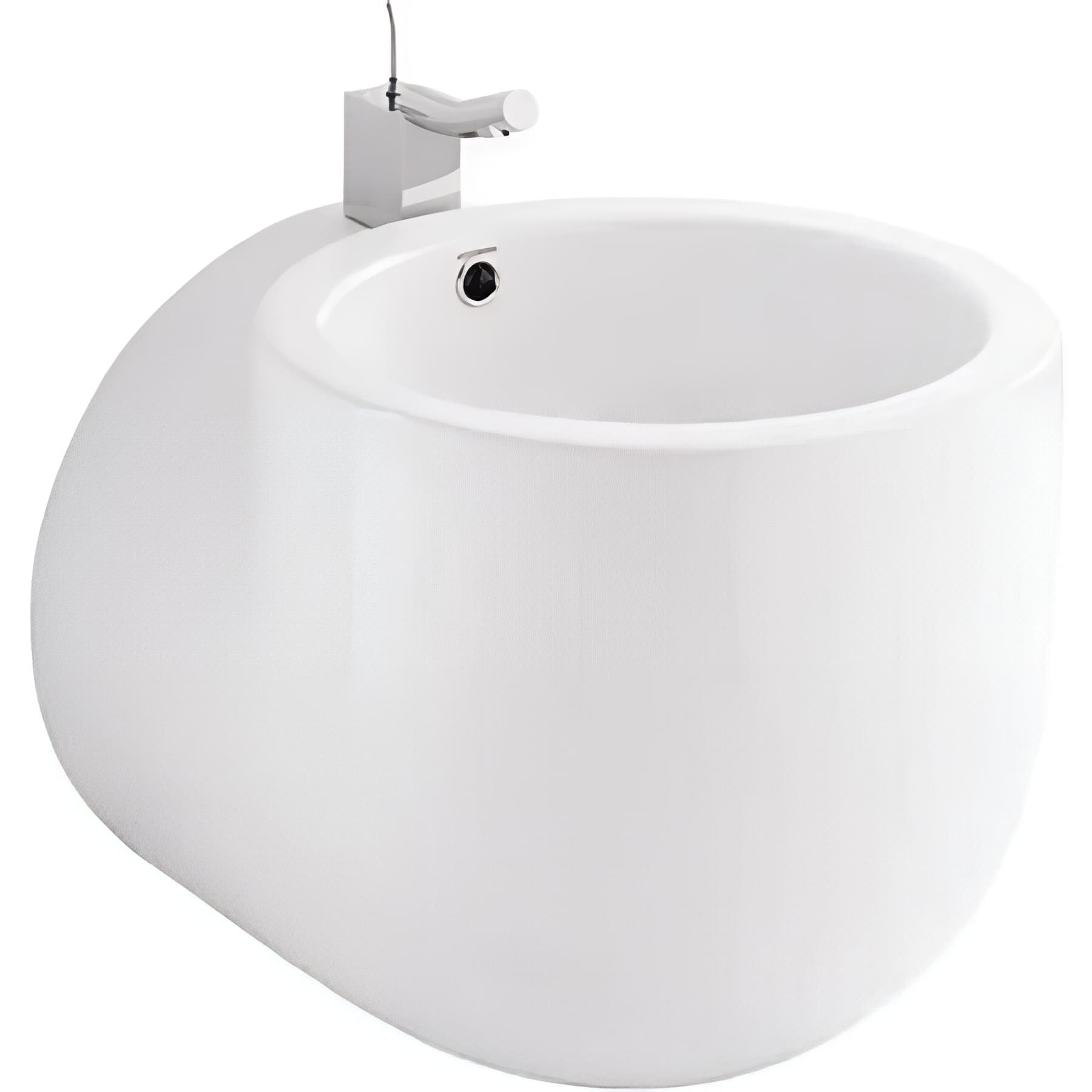 Lavabo suspendu cylindrique contemporain céramique traditionnelle SANINDUSA WCA blanc (robinet non inclus)