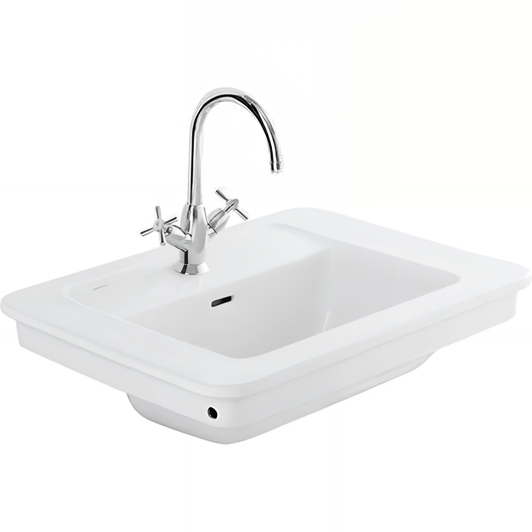 Vasque céramique traditionnelle SANINDUSA a encastrer Vintage blanc