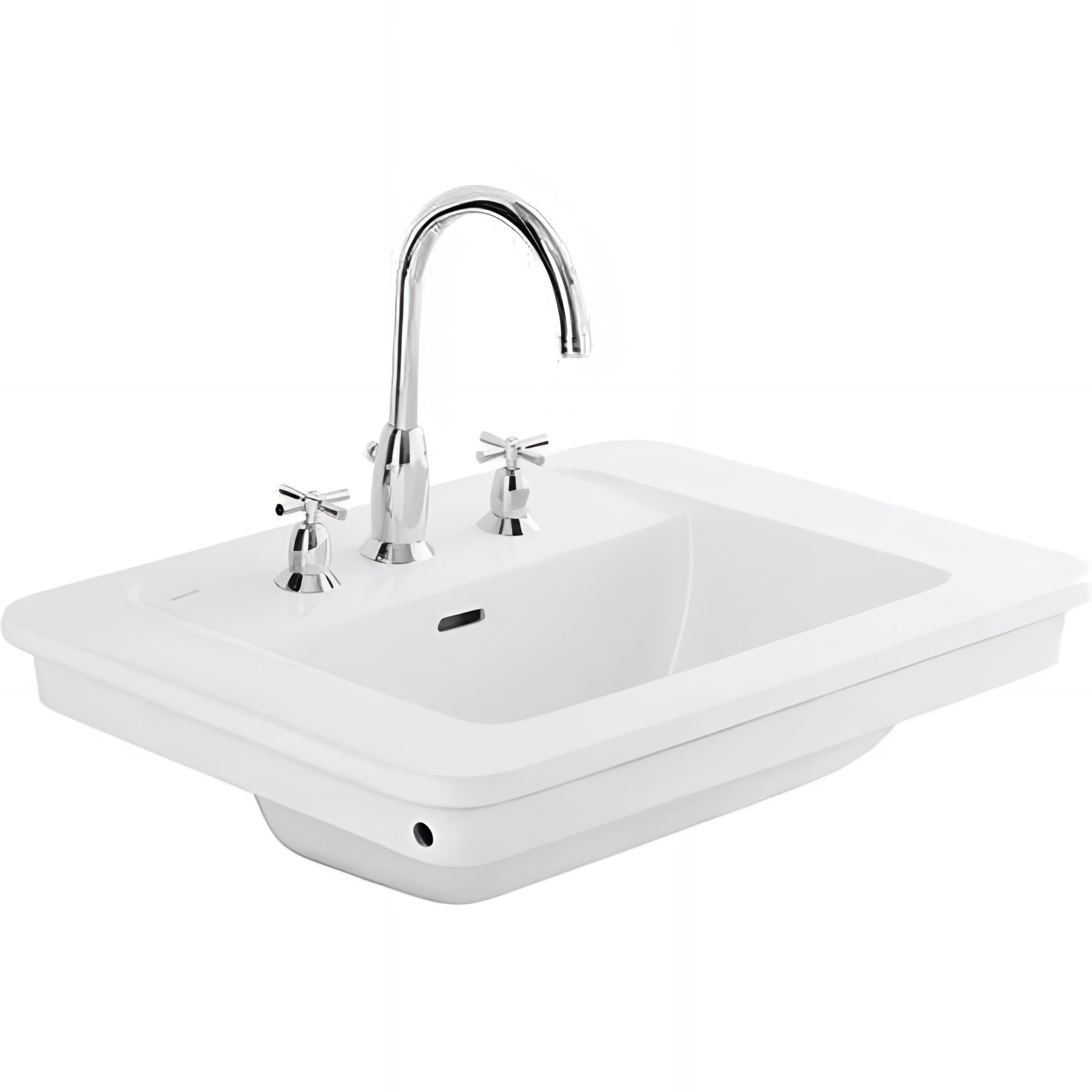 Lavabo a encastrer céramique traditionnelle SANINDUSA 3 trous Vintage blanc