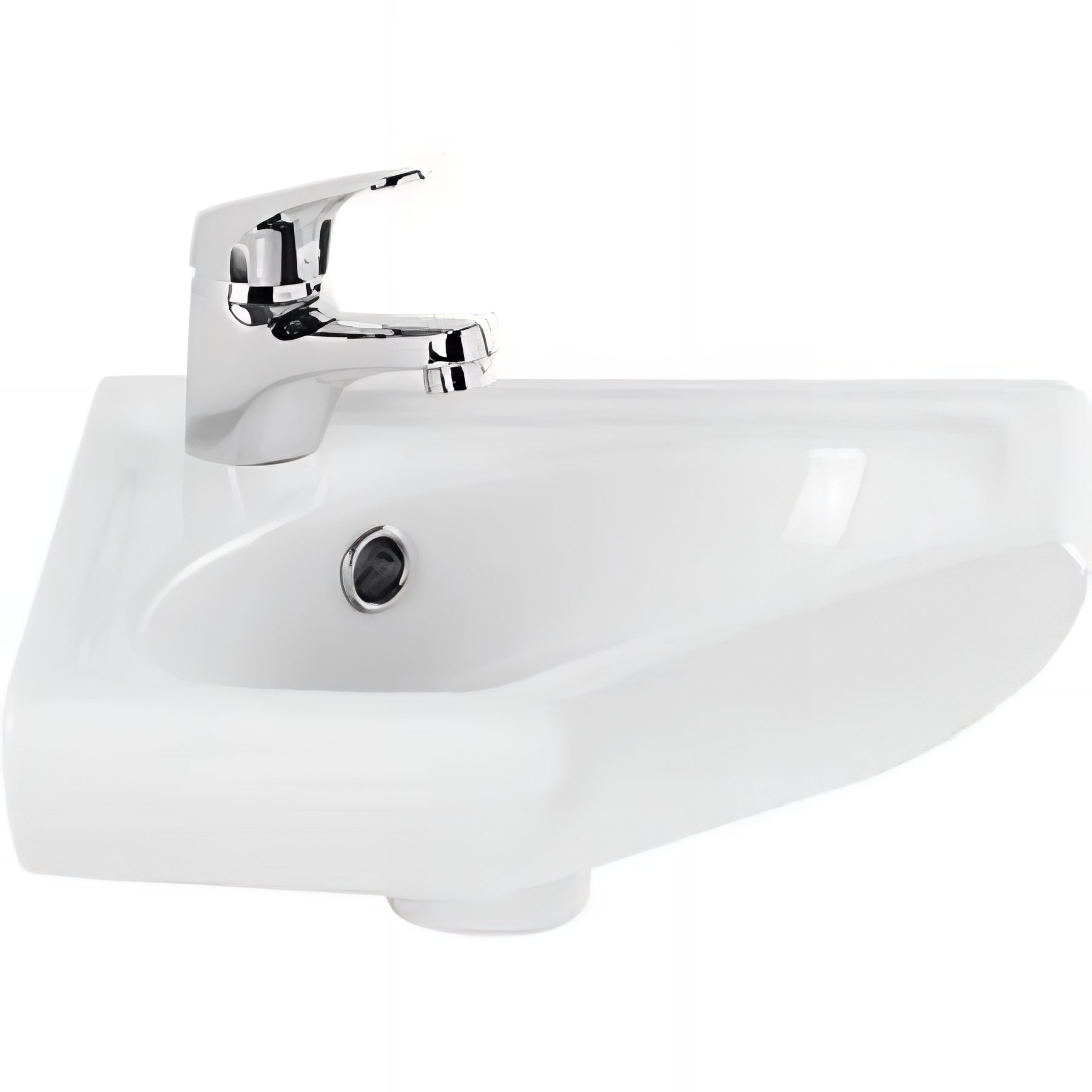 Lave mains d'angle mural céramique traditionnelle SANINDUSA 36x36 Sado blanc (robinet non inclus)