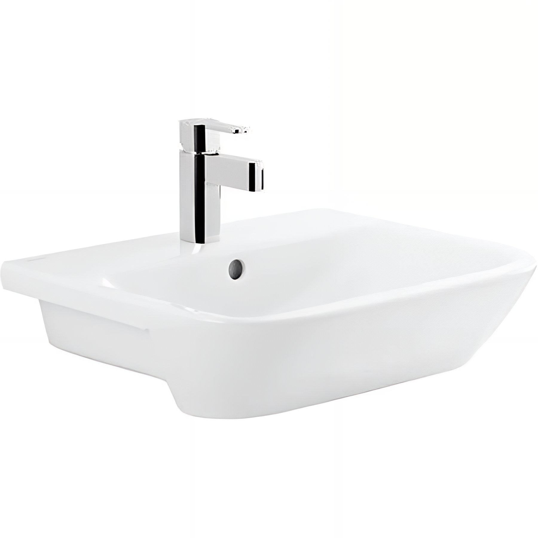 Lavabo semi encastre céramique traditionnelle SANINDUSA 54 Look blanc