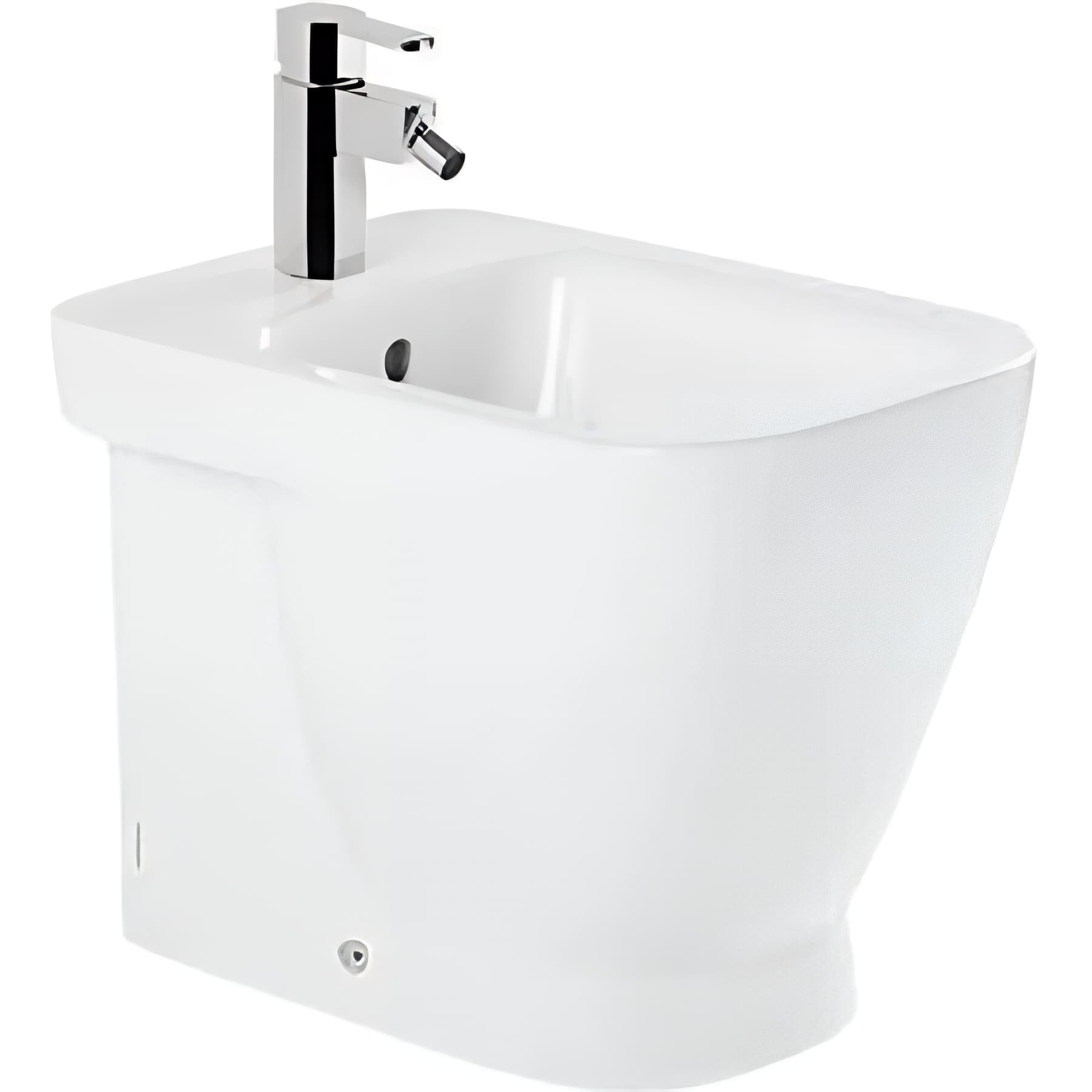 Bidet céramique traditionnelle SANINDUSA Look a poser au sol avec trou passage flexible blanc