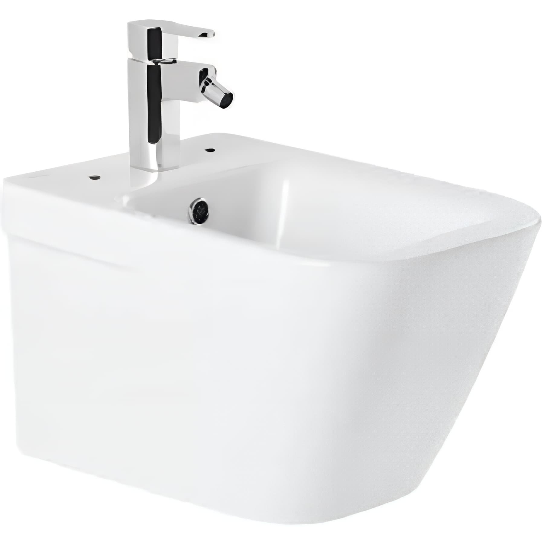 Bidet suspendu céramique traditionnelle SANINDUSA Look avec trous pour abattant blanc (abattant, robinet et vidage non inclus)