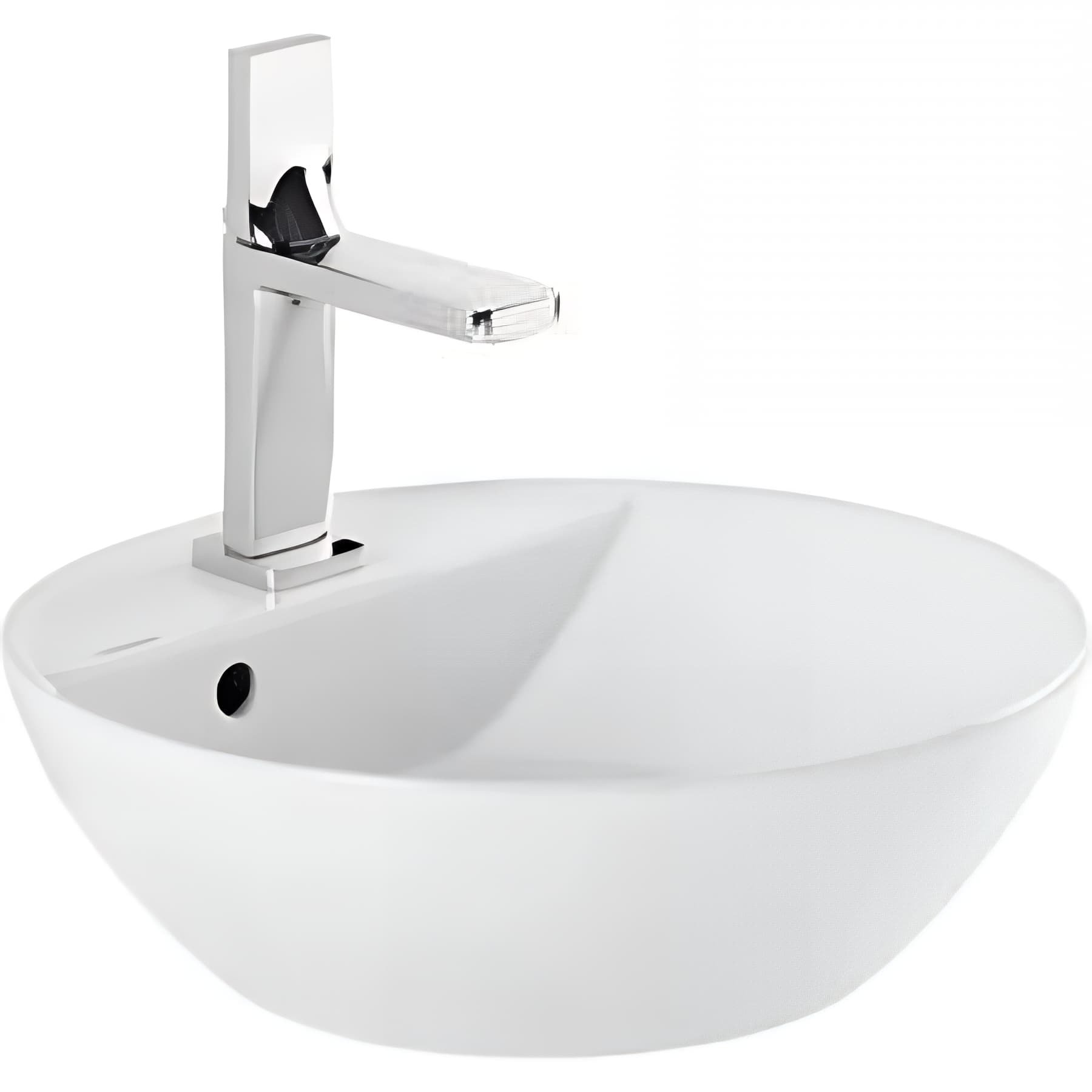 Vasque ronde céramique traditionnelle SANINDUSA Sanlife diamètre 42cm à poser sur plan blanc (robinet et vidage non inclus)