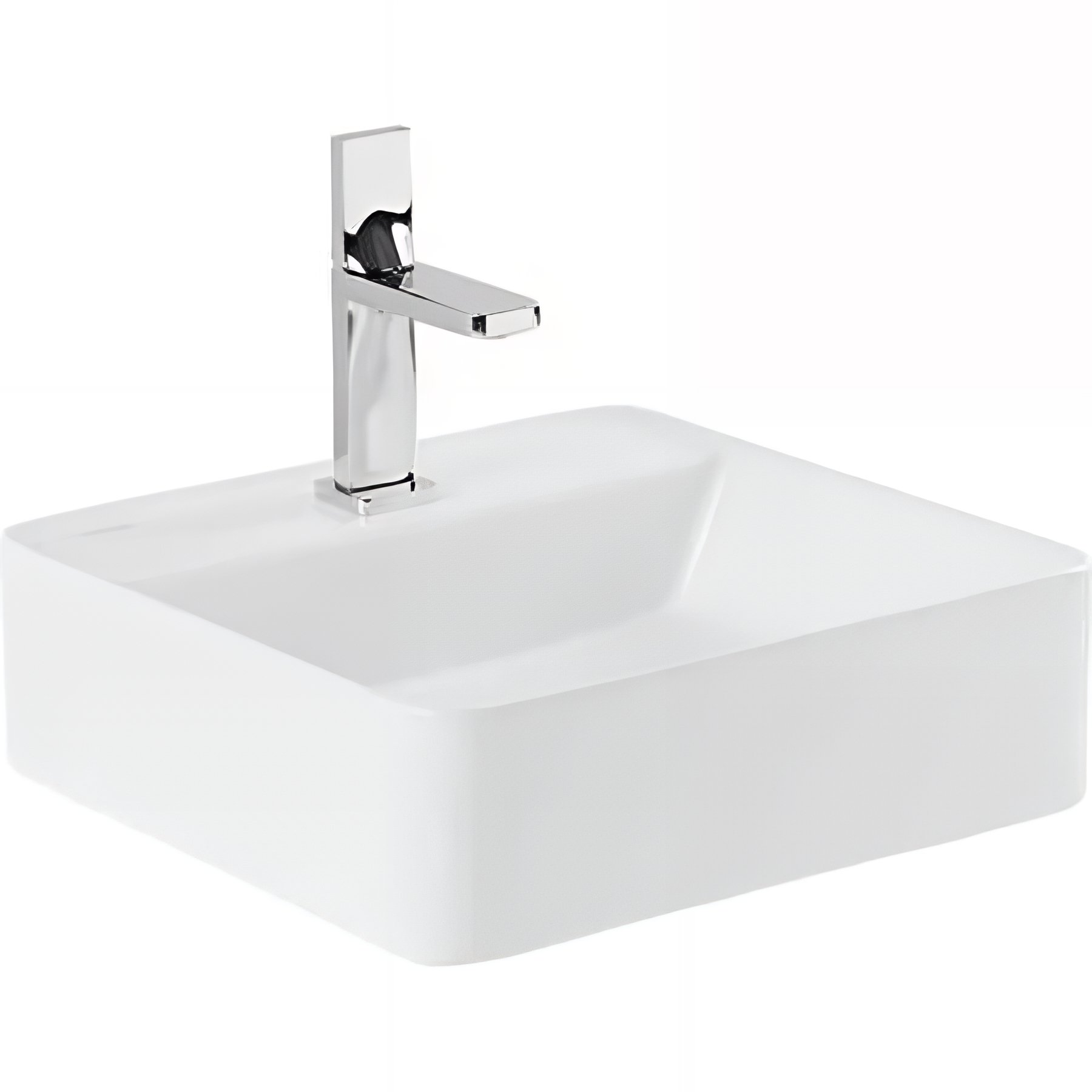 Vasque murale carré céramique traditionnelle SANINDUSA Sanlife 40x40 blanc   