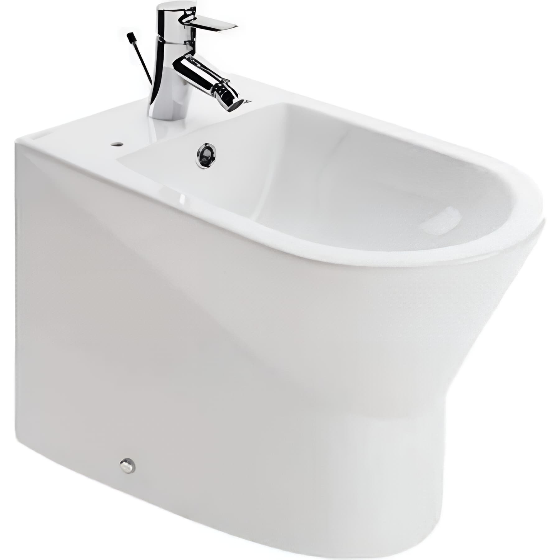 Bidet UrbY Compact gain de place céramique traditionnelle SANINDUSA pose au sol avec trous abattant (abattant non compris) blanc   