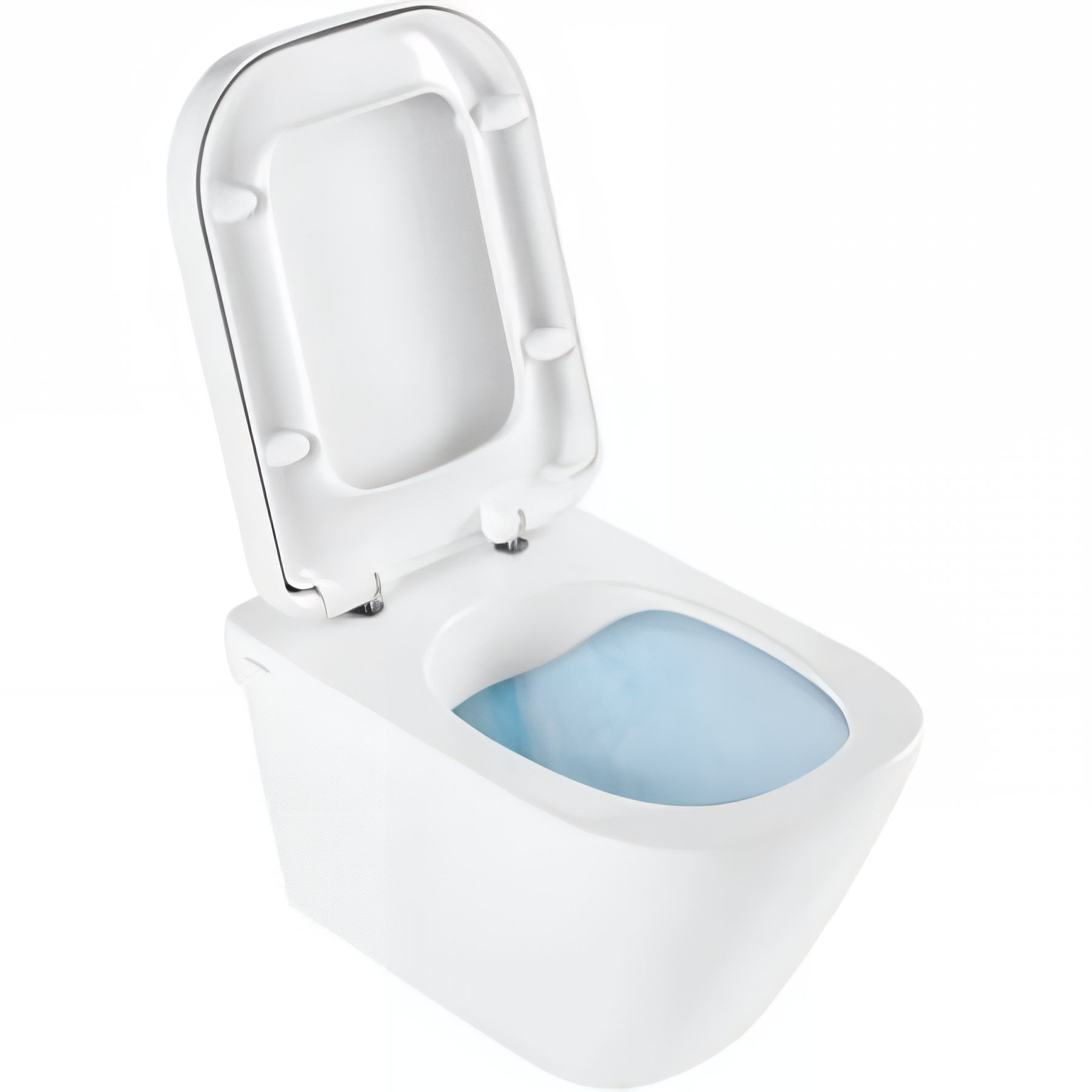 Pack WC suspendu céramique SANINDUSA Look système d'hygiène sans bride Rimflush abattant frein de chute fixation cachée blanc