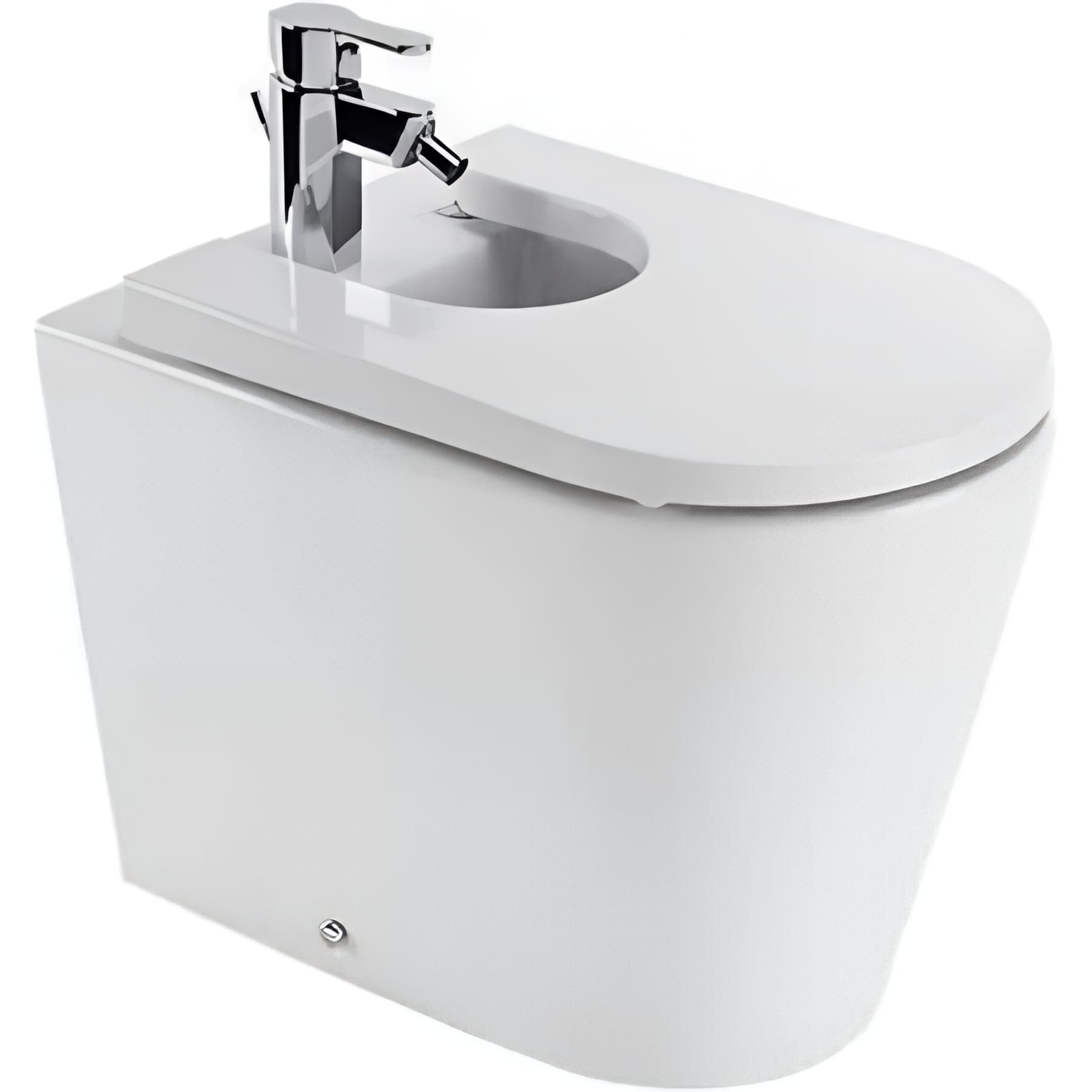 Bidet UrbY Plus céramique traditionnelle SANINDUSA pose au sol avec trous abattant (abattant non compris) blanc