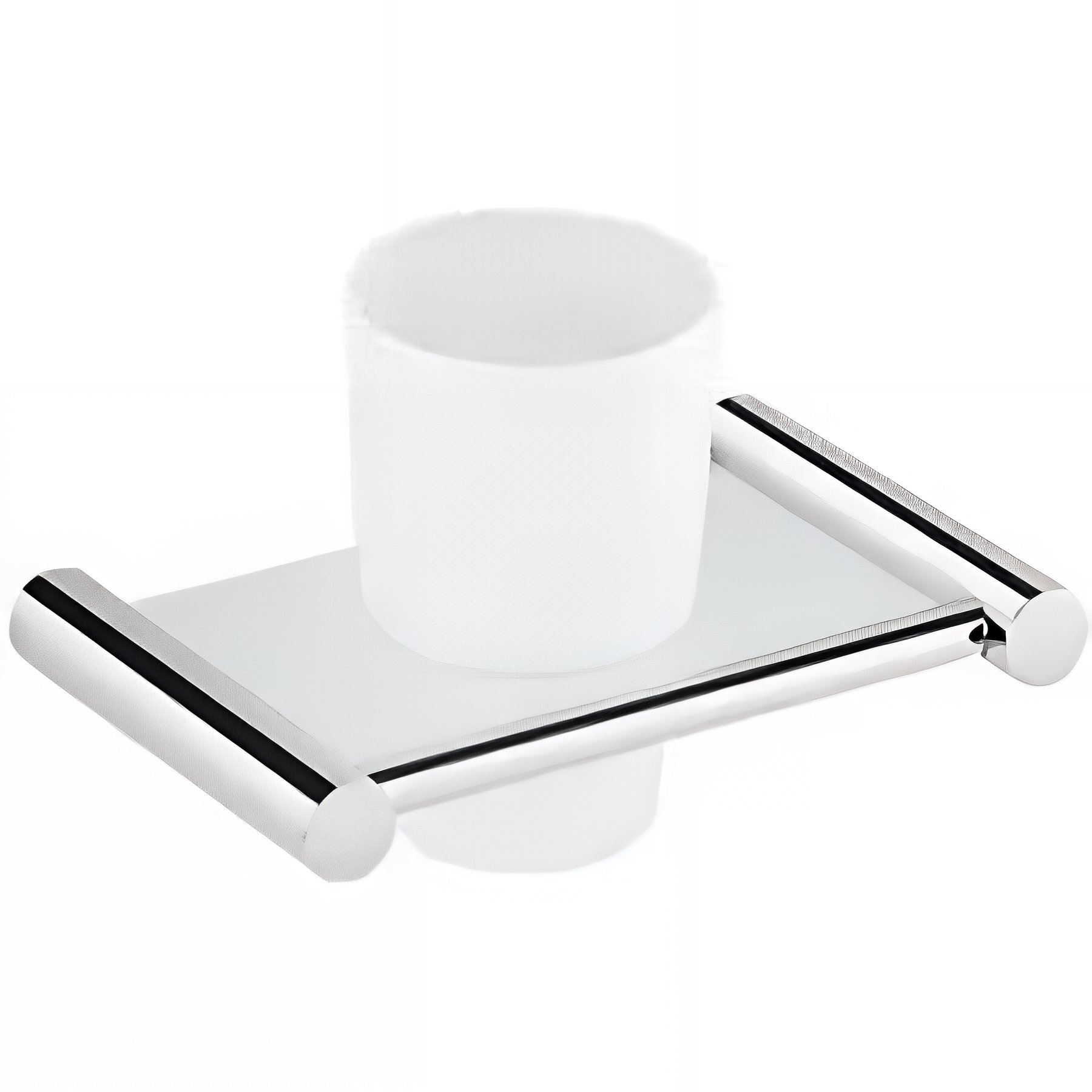 Porte verre de salle de bains mural SANINDUSA Alfa chrome livré avec verre