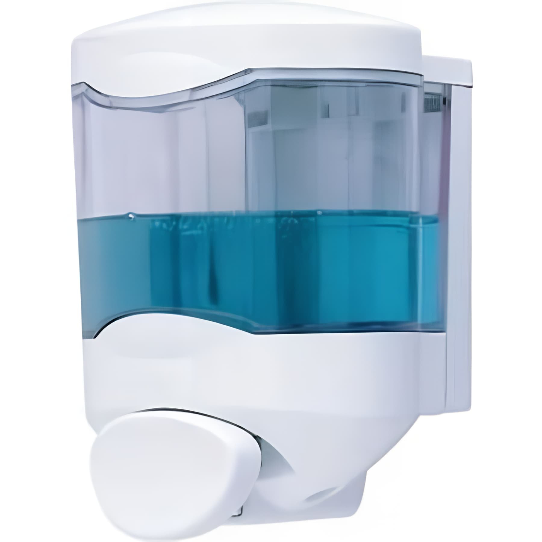 Distributeur de savon mural transparent à poussoir SANINDUSA Luxe réserve de savon 0,45 Litres
