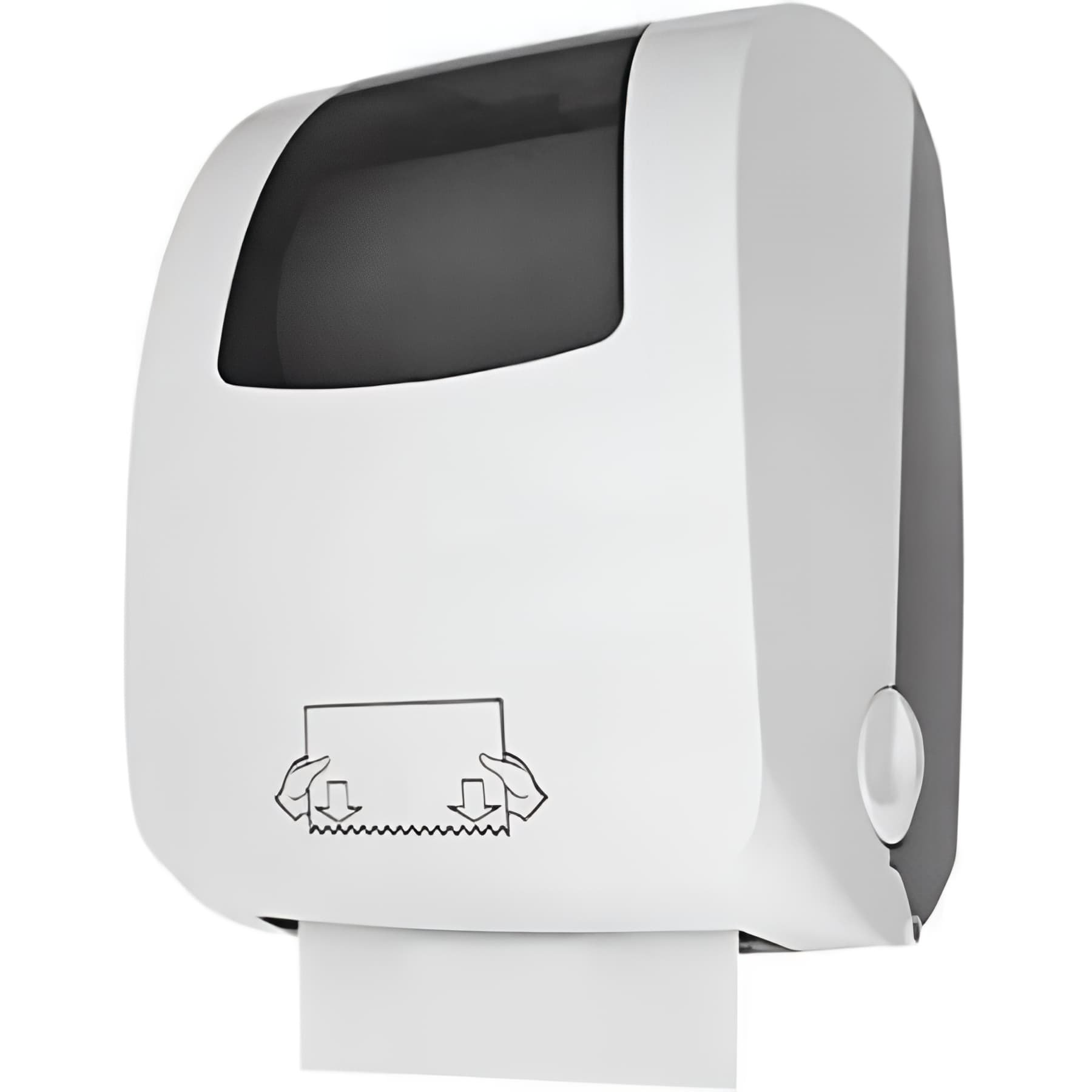 Distributeur de papier essuie mains mural SANINDUSA Luxe blanc pour papier en rouleau de largeur 19 à 21 cm