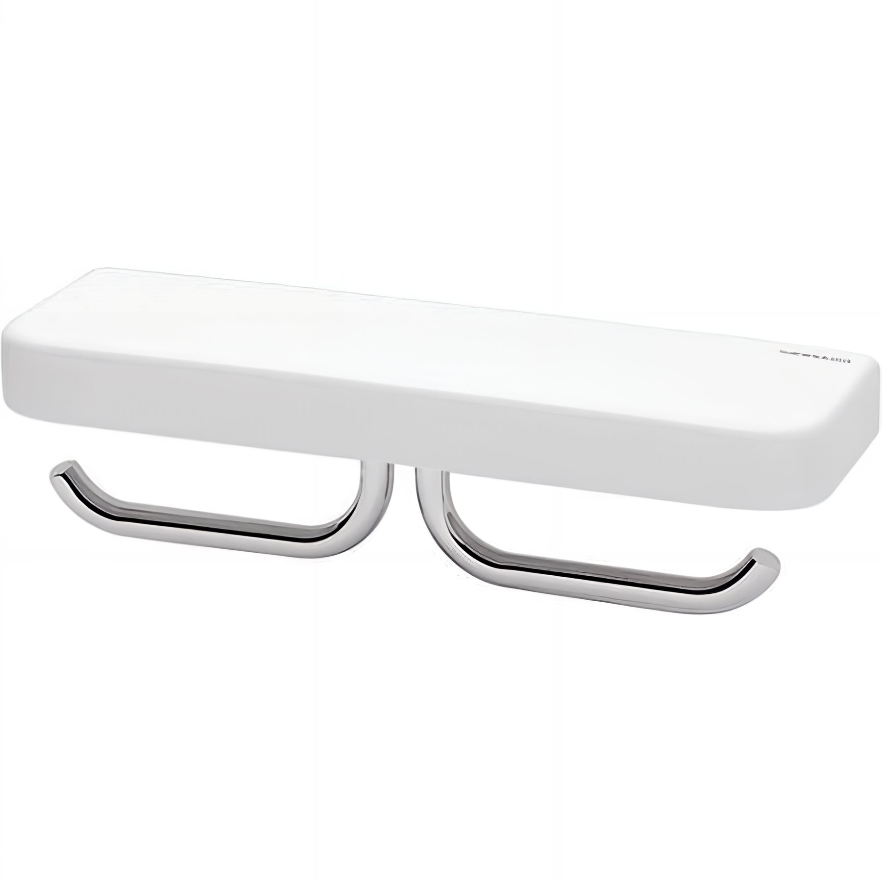 Tablette de salle de bains avec double porte serviettes SANINDUSA Vintage 2 crochets chromés tablette blanche