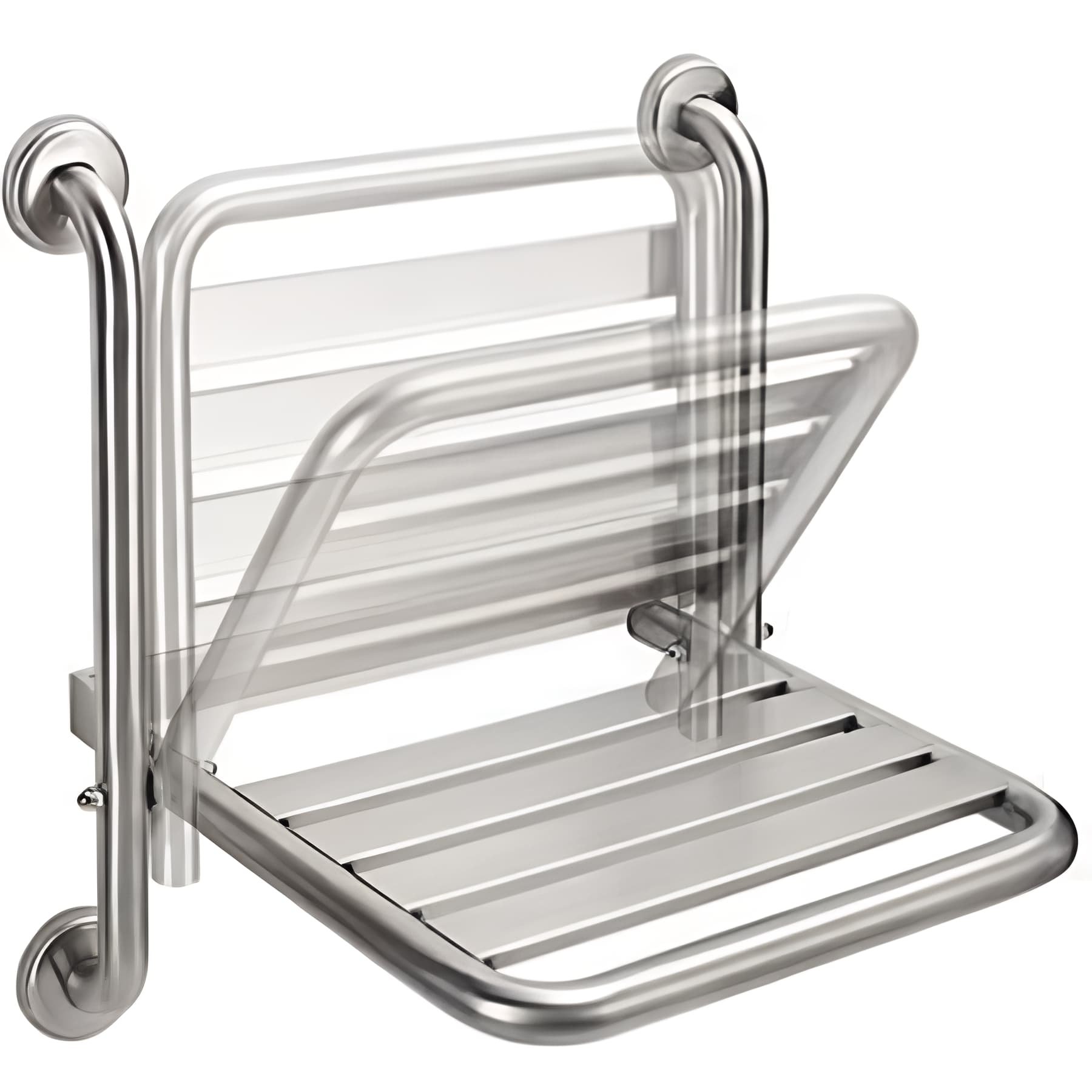 Siège de douche mural pliant rabattable tout inox charge 120kg SANINDUSA NewWccare 