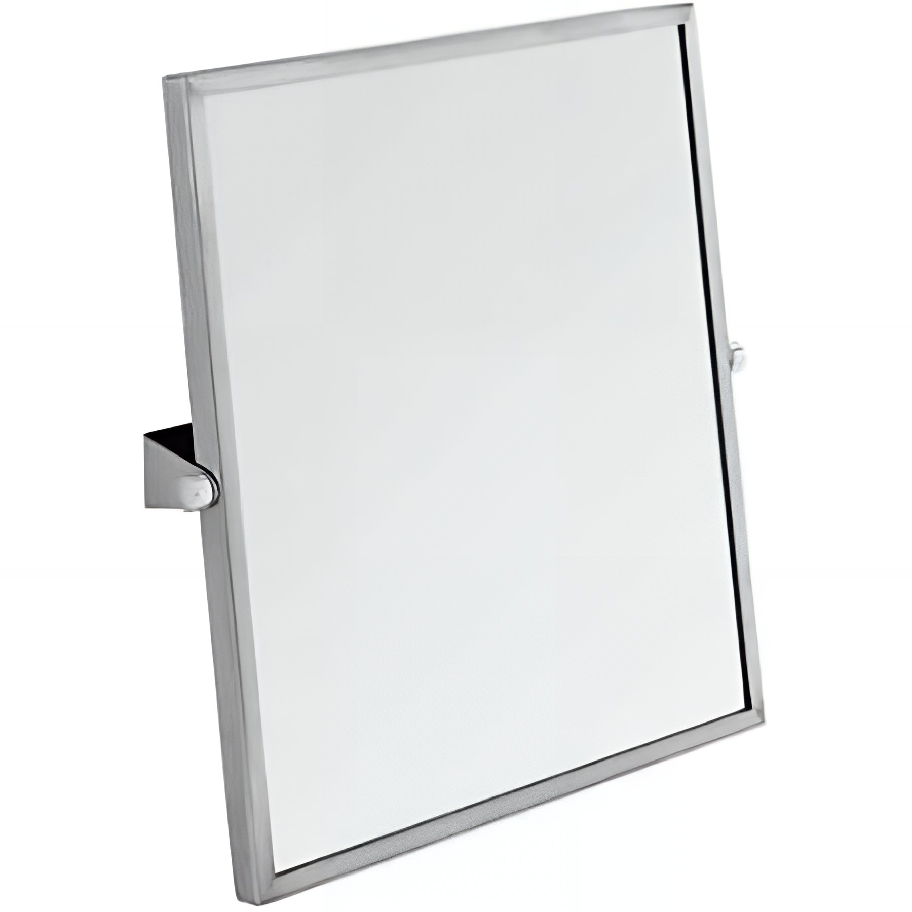 Miroir inclinable de salle de bain PMR normes handicapé SANINDUSA inclinaison réglable NewWCCare 60x65 cadre inox brossé