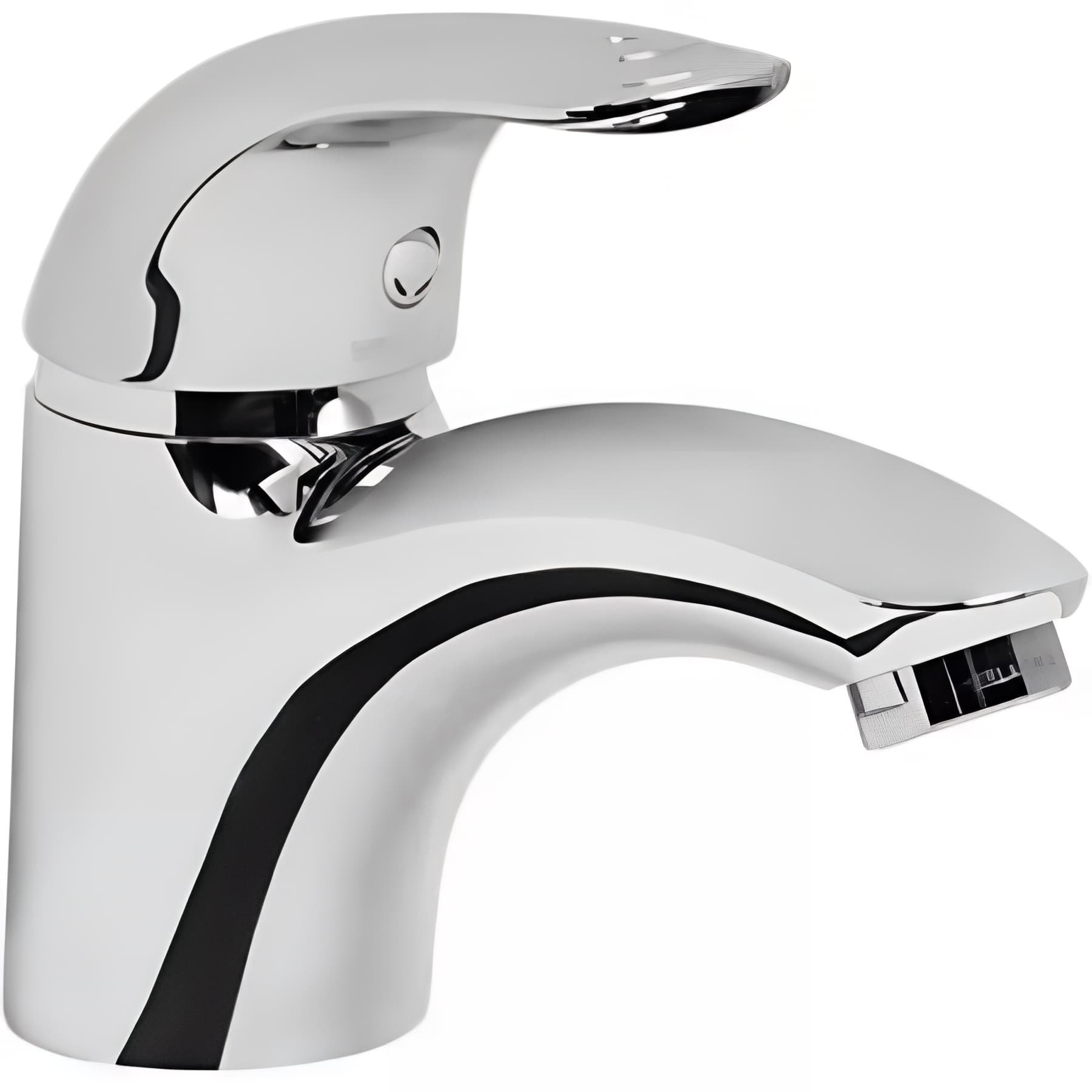 Mitigeur lavabo bec courbé SANINDUSA Alfa chrome livré avec fixation 2 flexibles