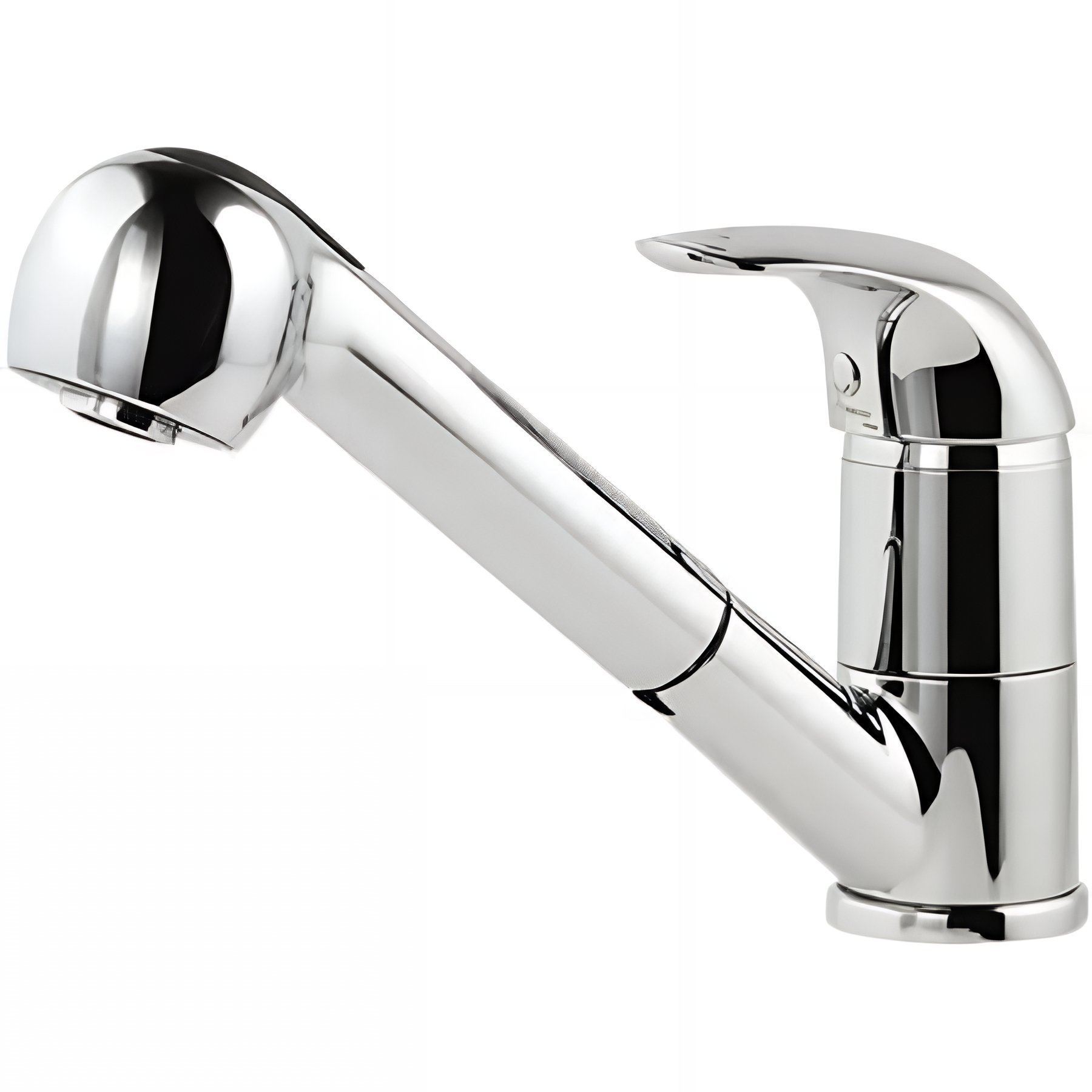 Mitigeur pour évier de cuisine bec pivotant douchette extractible SANINDUSA Alfa chromé livré avec fixation et 2 flexibles