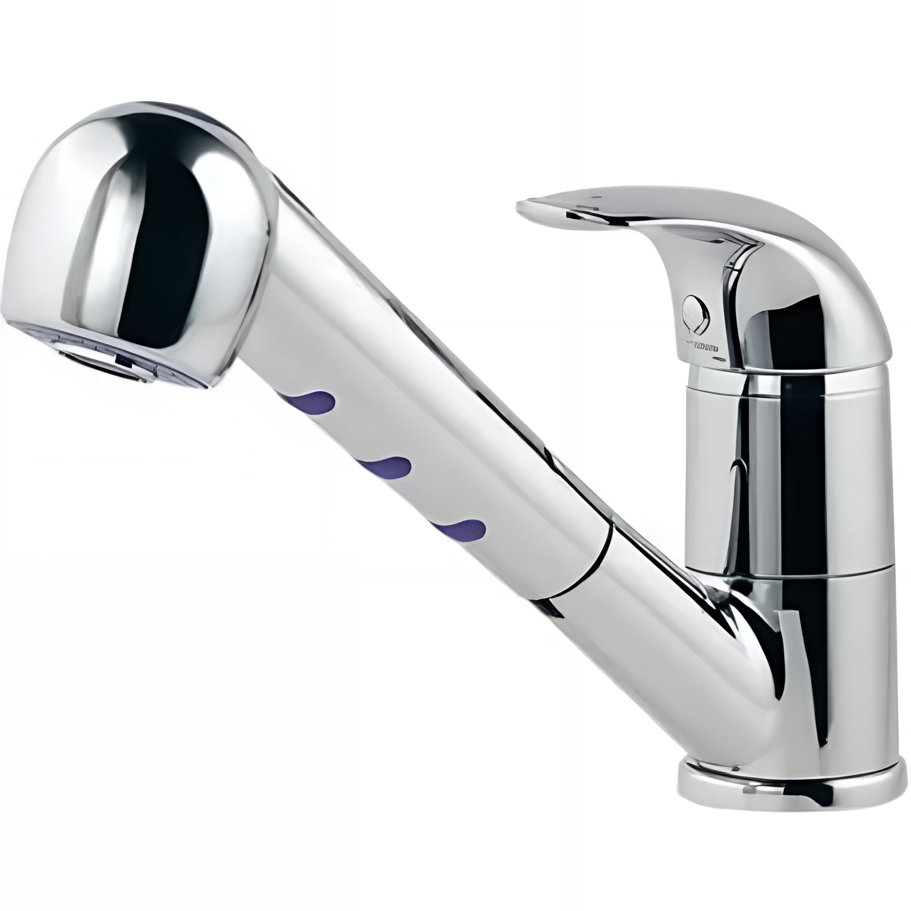 Mitigeur pour évier de cuisine bec pivotant douchette extractible SANINDUSA Alfa 02 chromé livré avec fixation et 2 flexibles