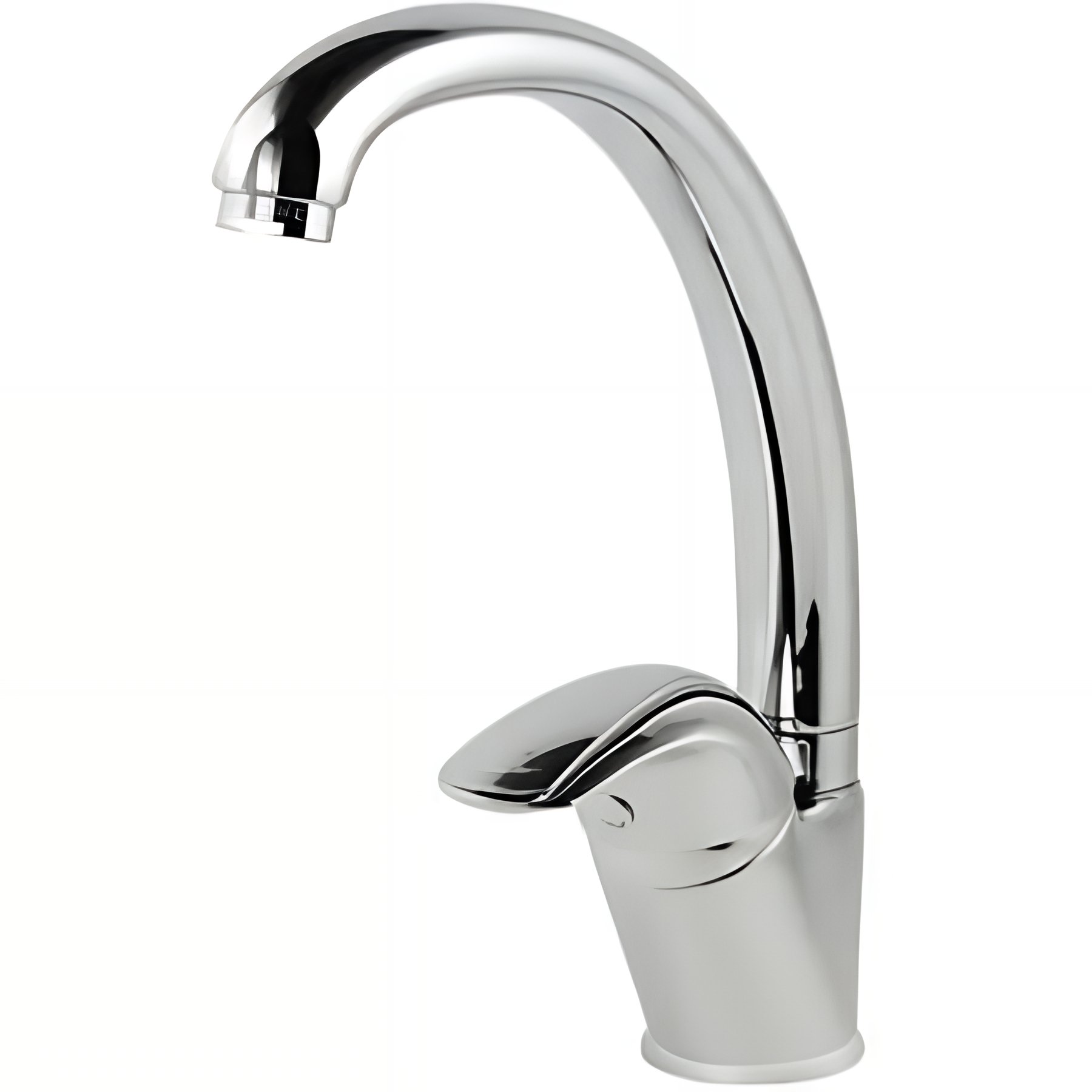 Mitigeur pour évier de cuisine bec haut pivotant SANINDUSA Alfa chromé livré avec fixation et 2 flexibles