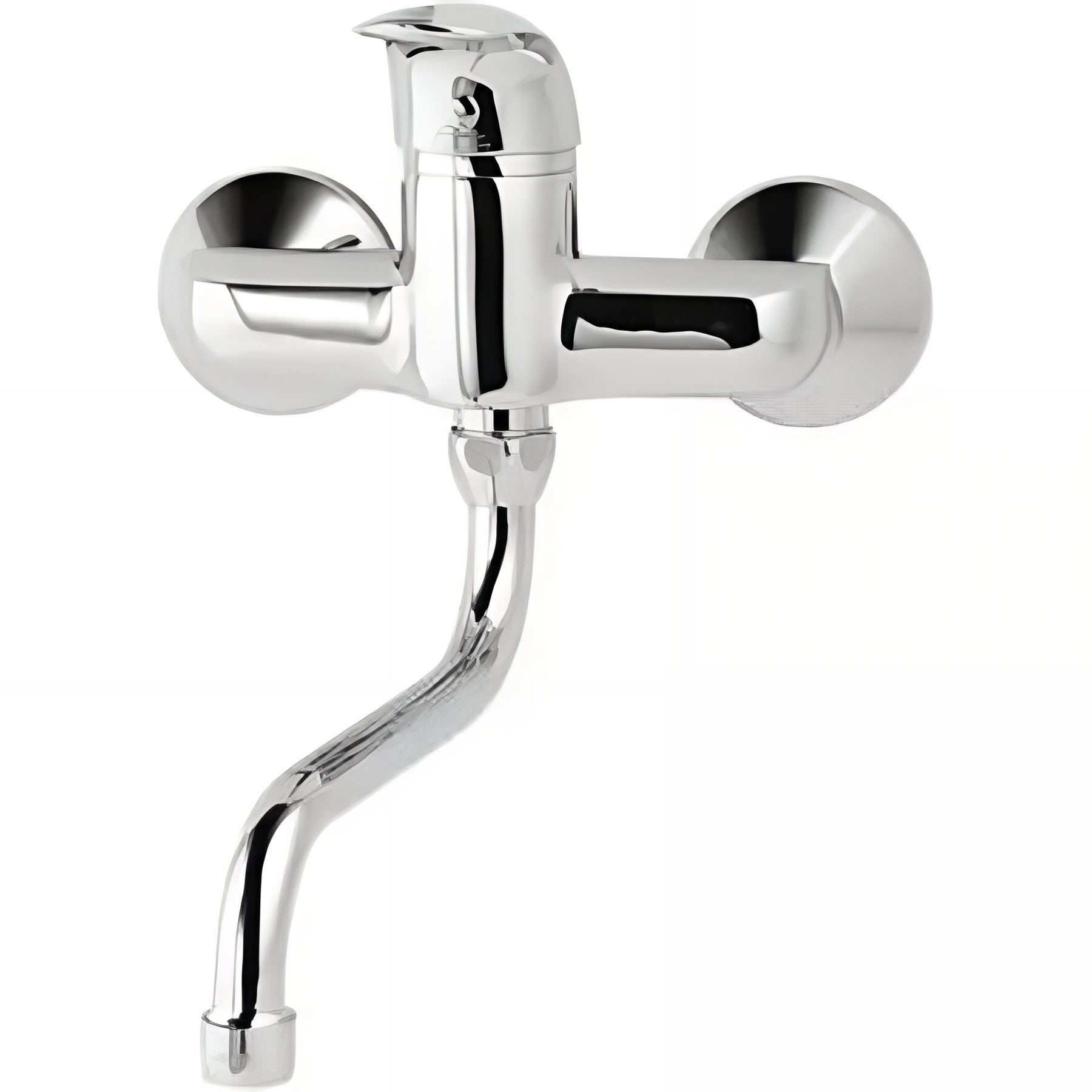 Mitigeur mural pour évier ou bac à laver bec pivotant SANINDUSA Alfa chromé livré avec raccords excentrés et rosaces