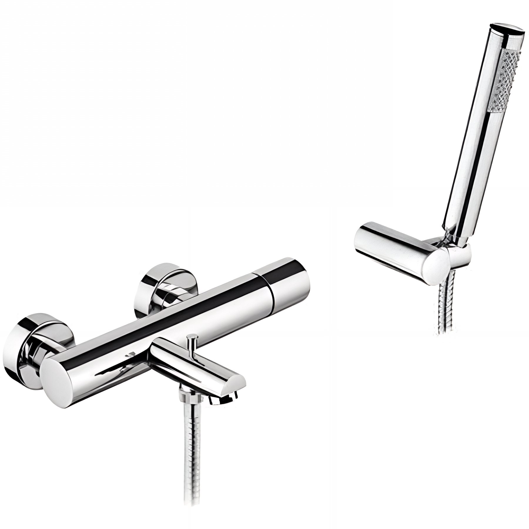 Pack mitigeur bain-douche thermostatique SANINDUSA Single Plus avec douchette et support mural chromé