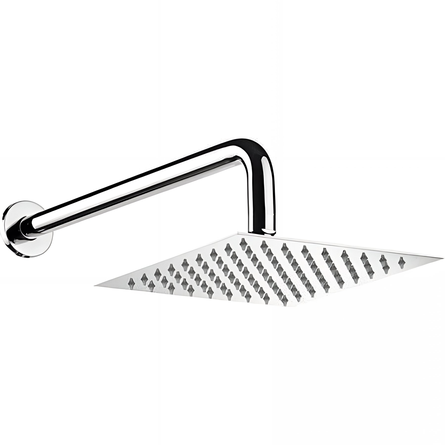 Ensemble bras de douche et pomme haute carrée extra-plate SANINDUSA Plan 20x20cm chromé