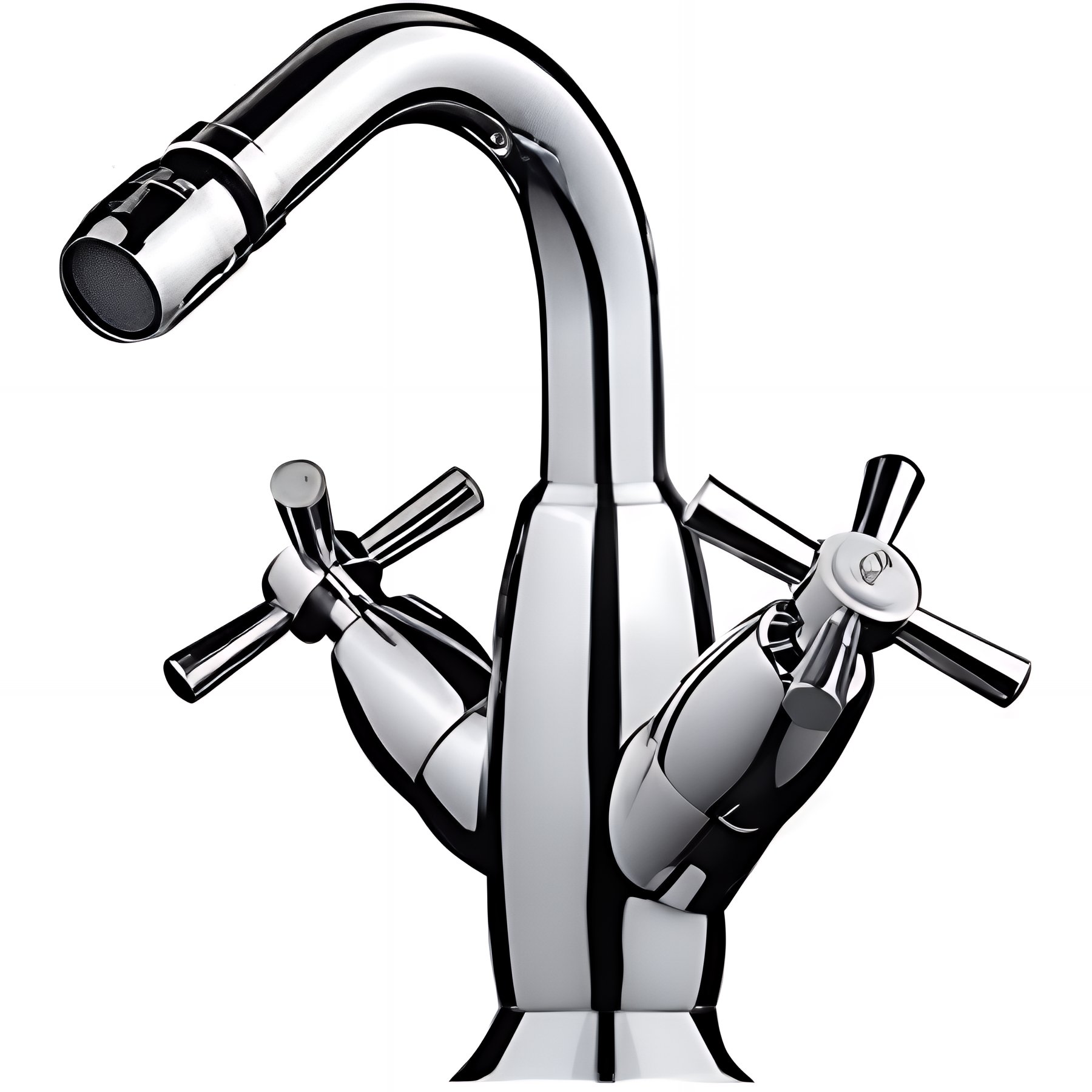 Mélangeur pour bidet têtes céramique à croisillons SANINDUSA Rimini chromé livré avec vidage