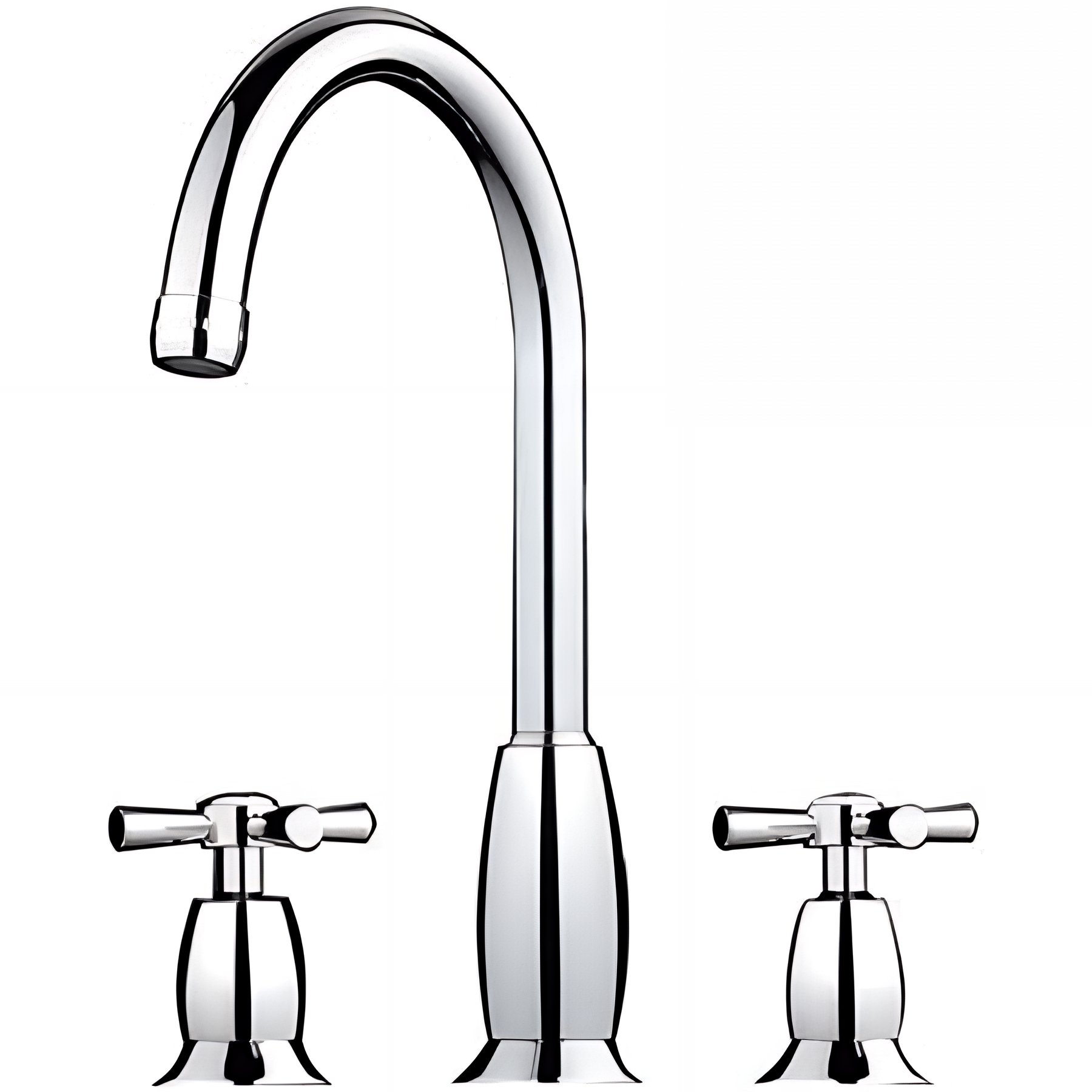 Mélangeur 3 trous pour lavabo ou vasque 3 trous SANINDUSA Rimini bec haut chromé