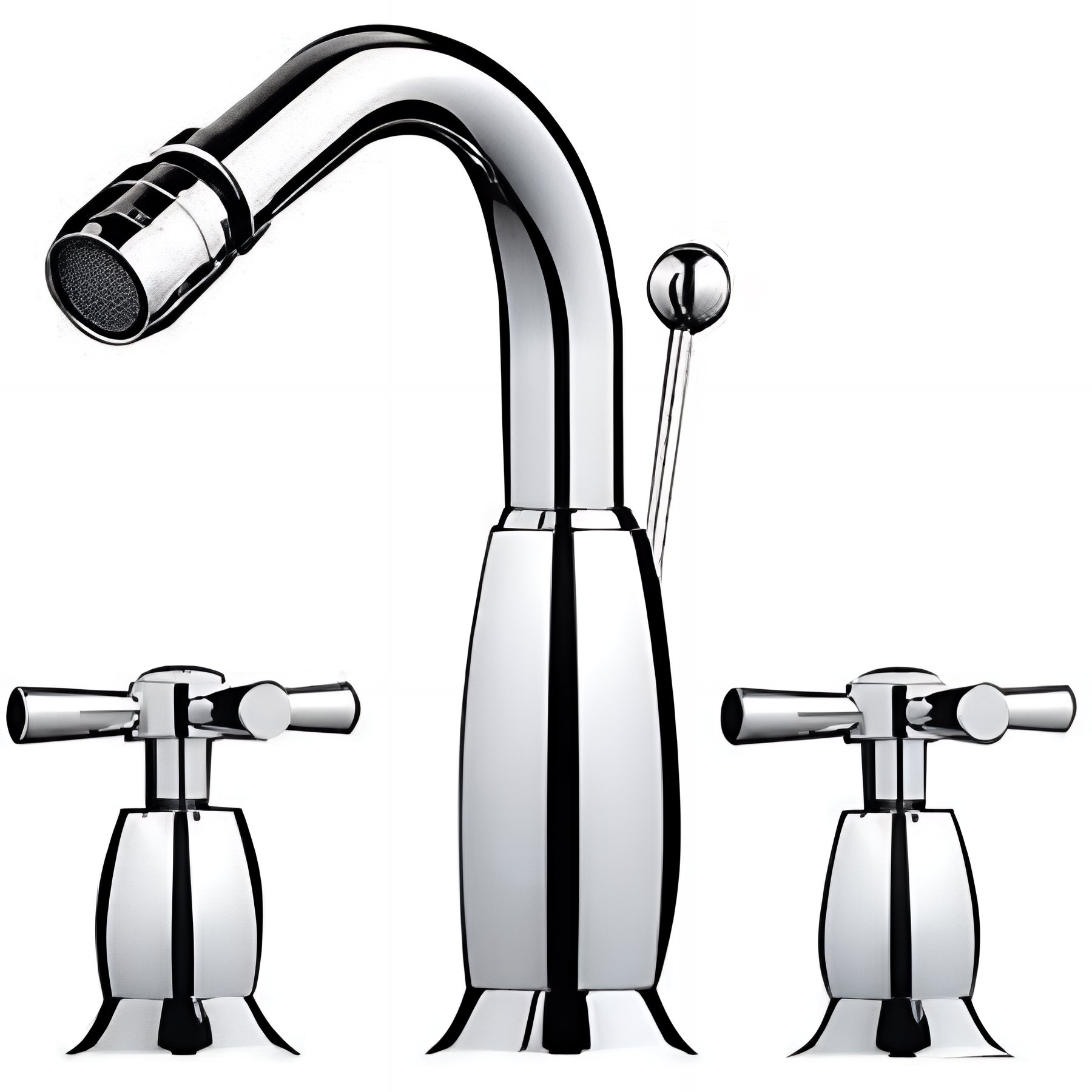 Mélangeur a croisillons SANINDUSA Rimini pour bidet 3 trous avec vidage chrome    
