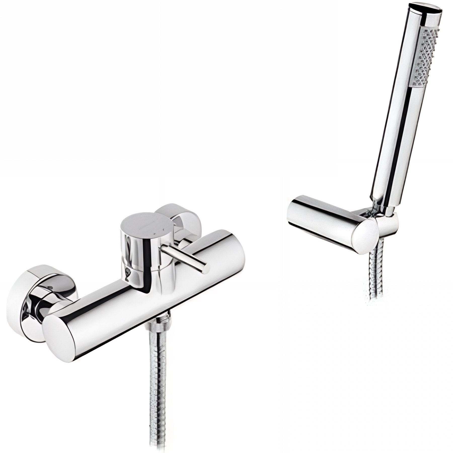 Pack mitigeur douche mural SANINDUSA New icone chromé livré avec douchette Duo support et flexible 1,75m