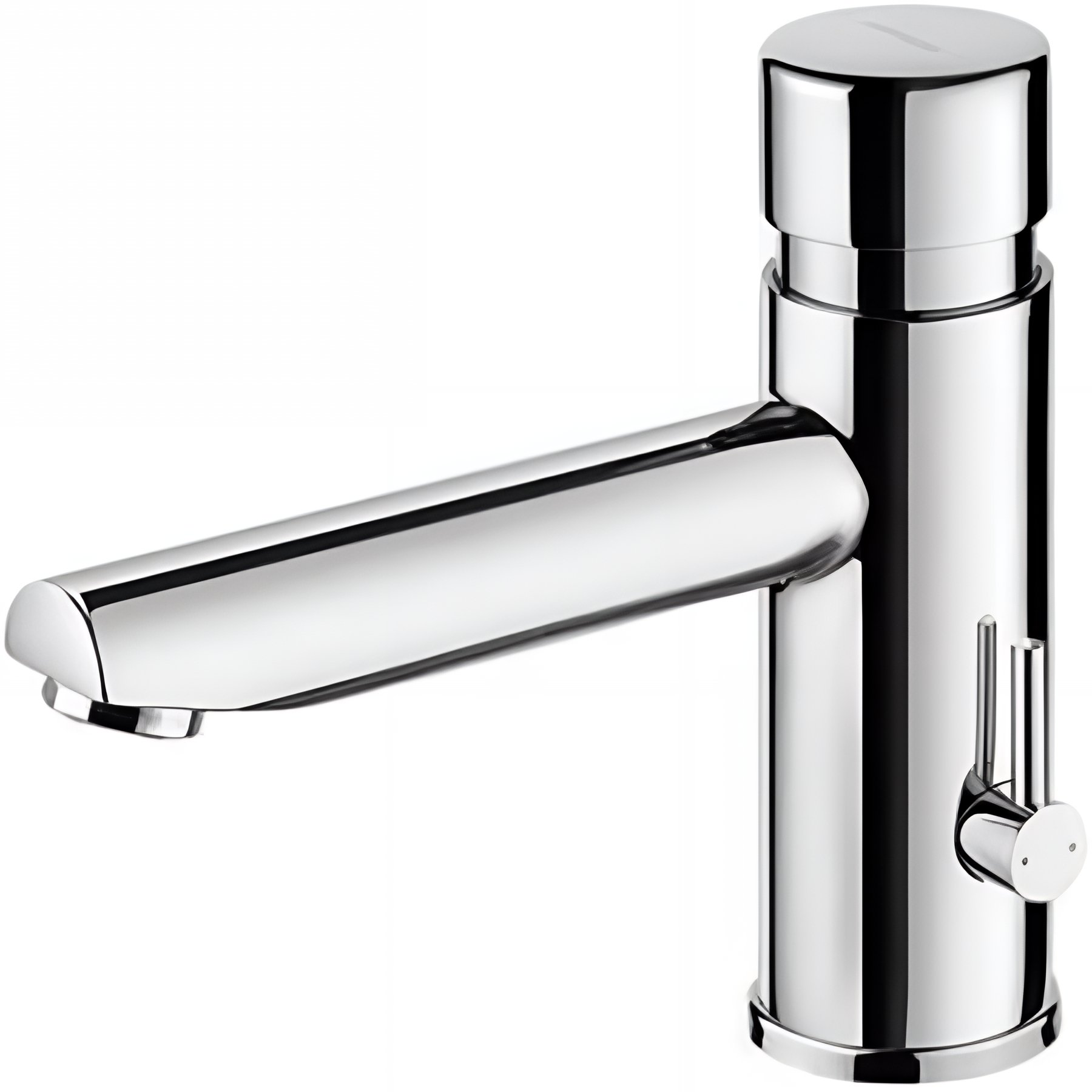 Mitigeur à poussoir temporisé pour lavabo ou vasque bec long SANINDUSA New Icone chromé économie d'énergie Cold Open