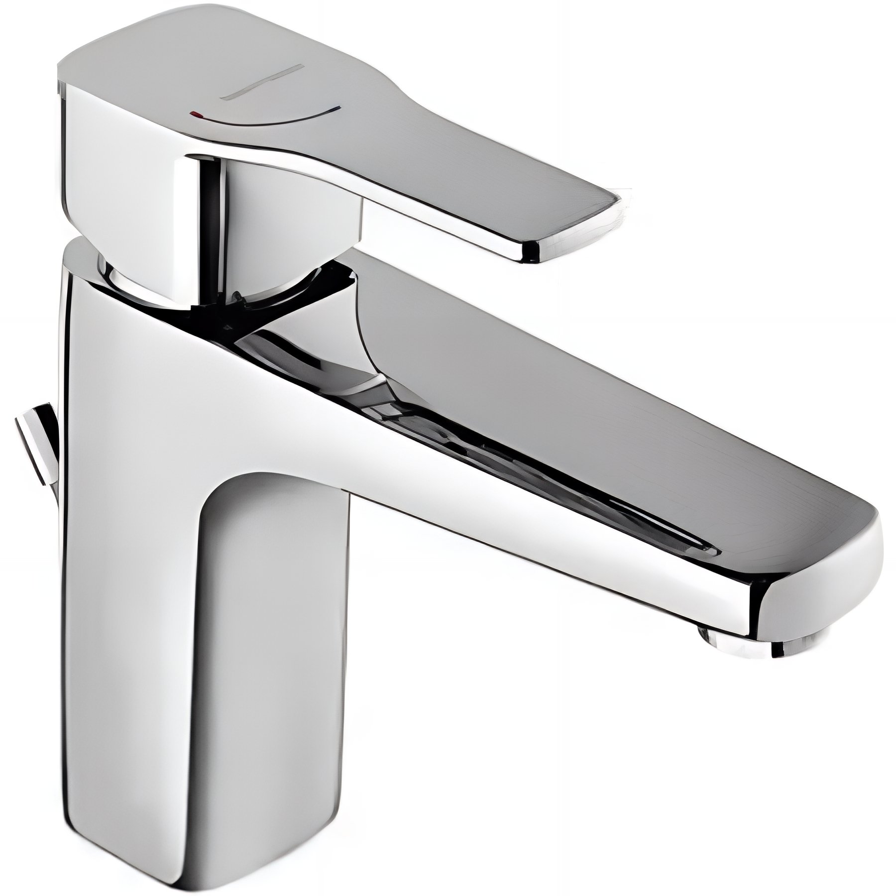 Mitigeur pour lavabo ou vasque bec long SANINDUSA Advance chromé avec systèmes Cold Open et Écospot livré avec son vidage à tirette