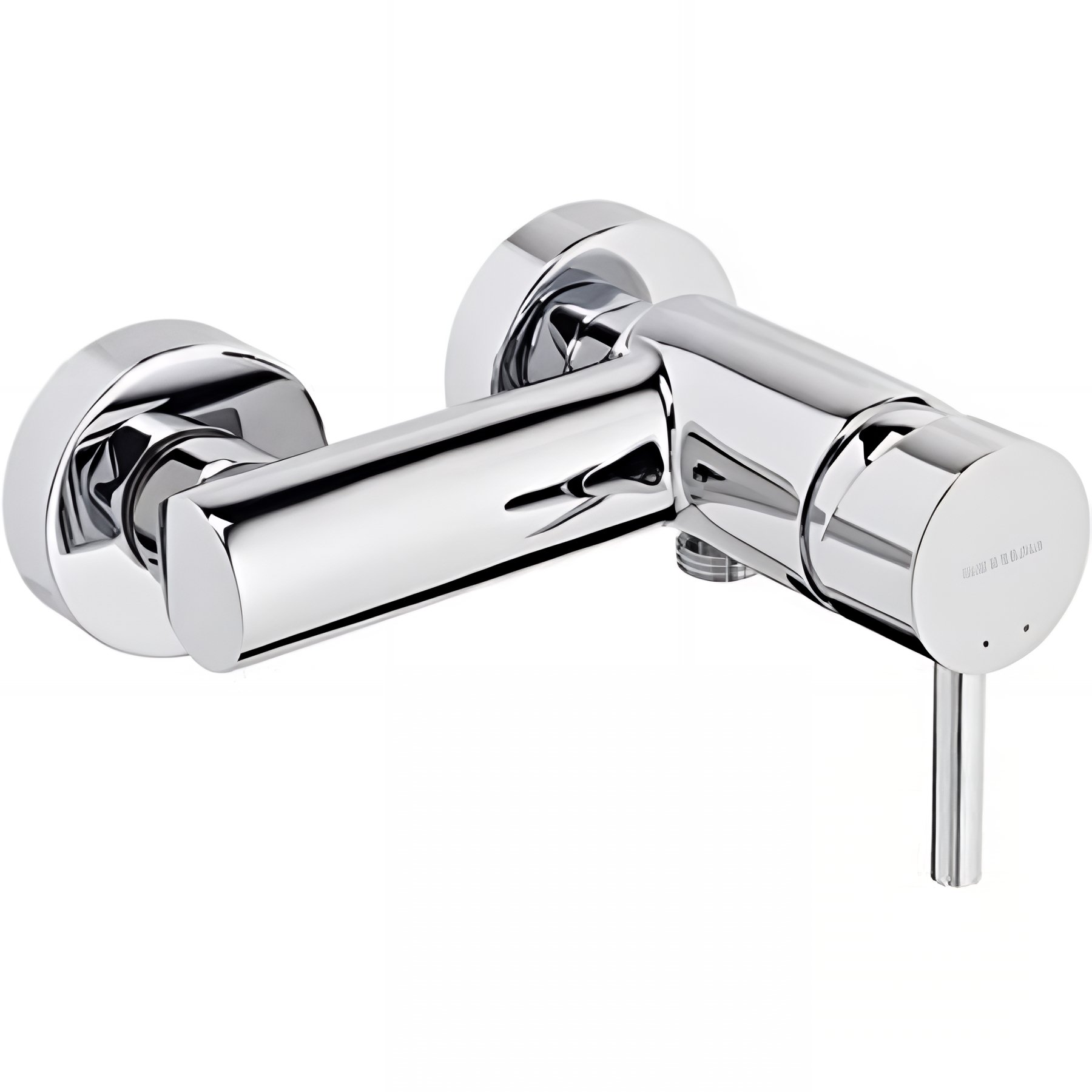 Mitigeur de douche mural contemporain SANINDUSA Tube chromé livré avec raccords excentrés et rosaces de finition