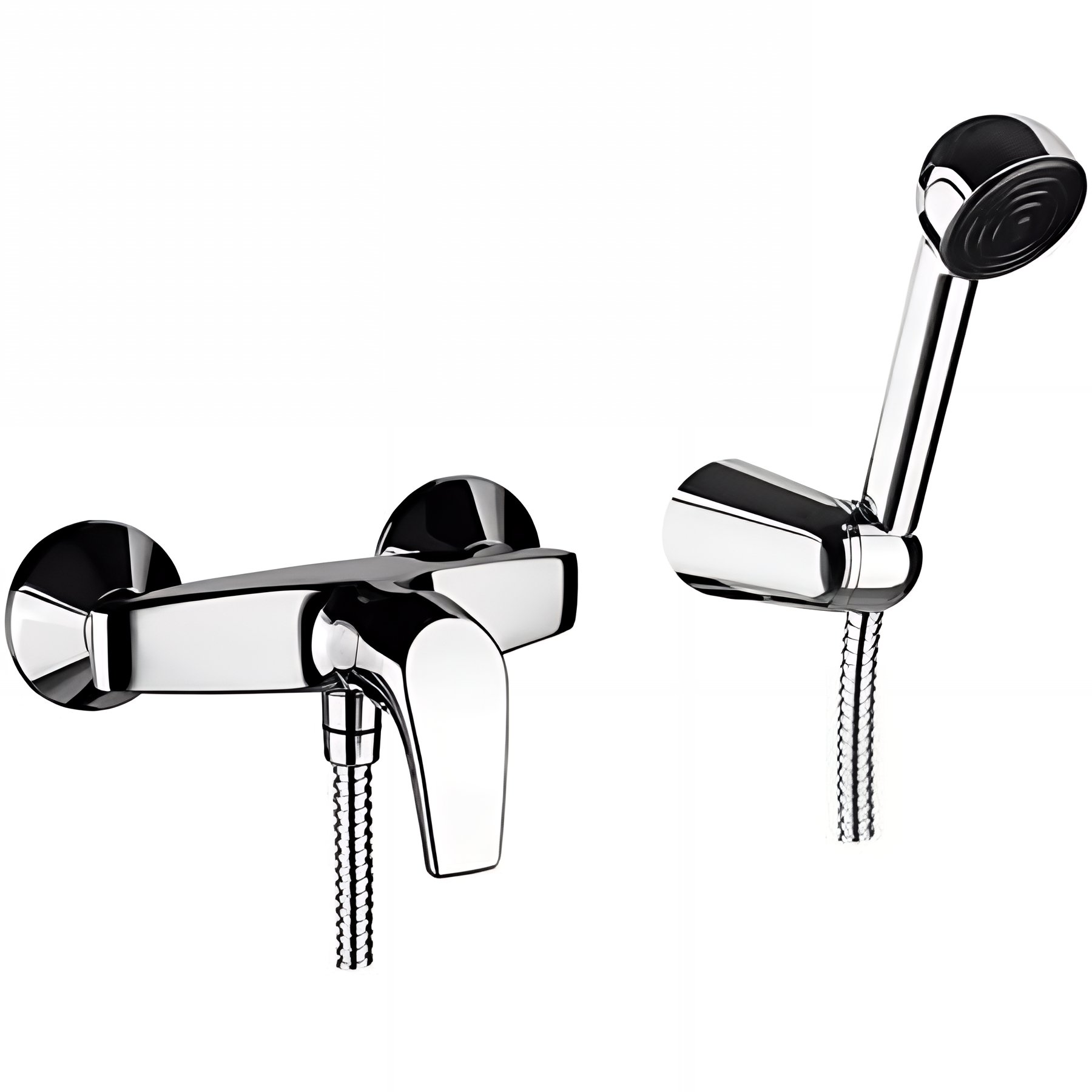 Pack mitigeur de douche mural SANINDUSA Easy chromé mitigeur livré avec douchette support et flexible 1,75m