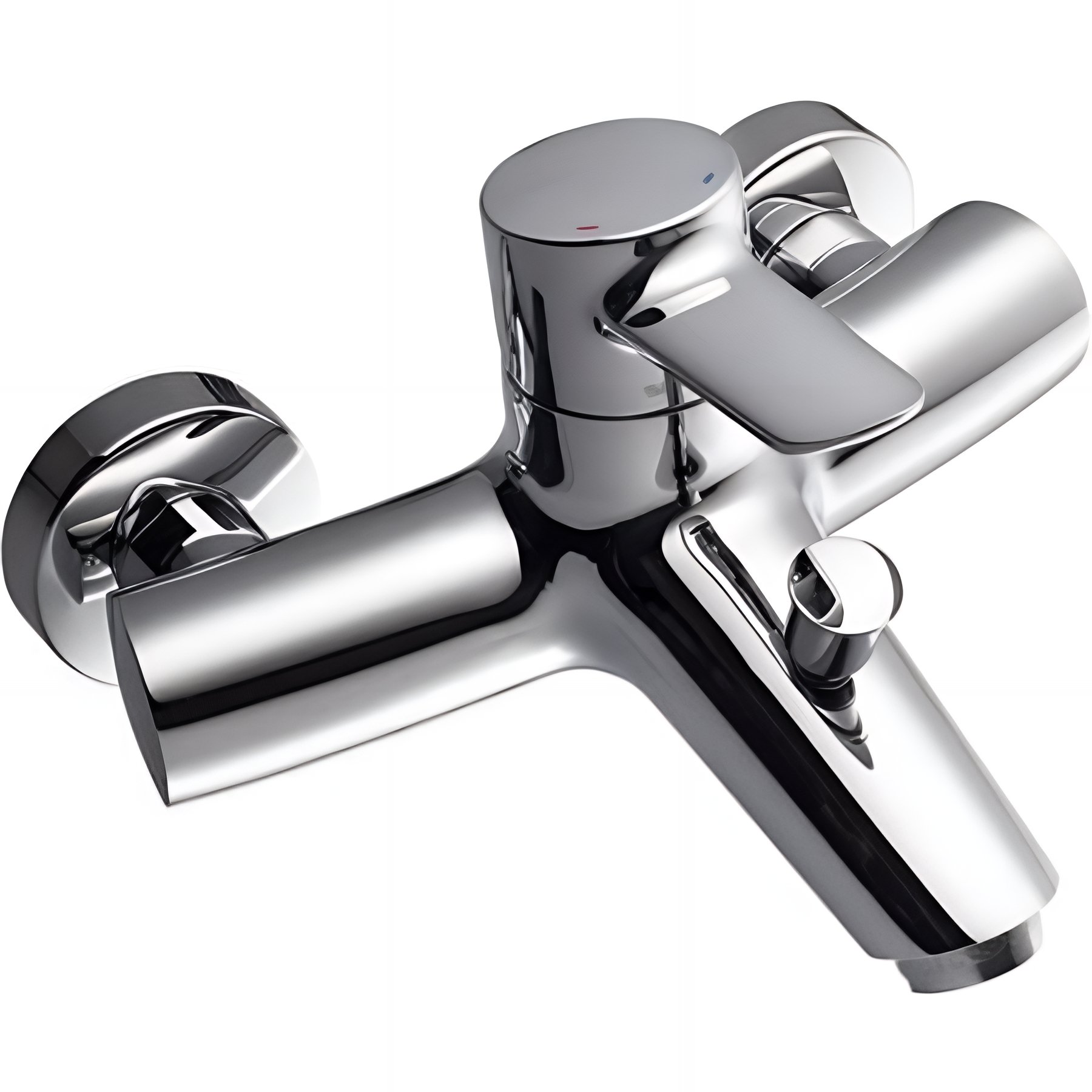 Pack mitigeur baignoire mural SANINDUSA Torus chromé mitigeur livré avec douchette Oméga support et flexible 1,70m