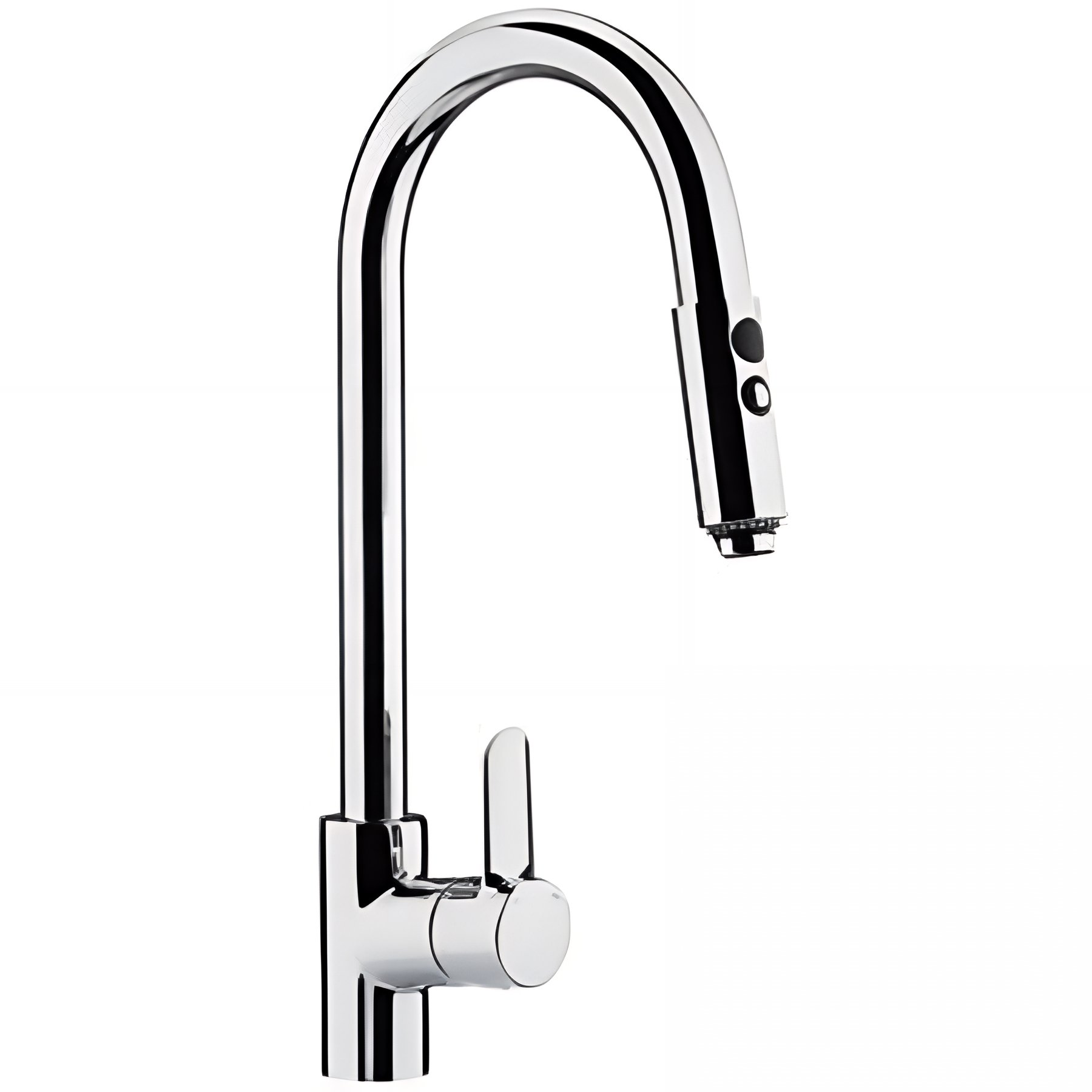 Mitigeur pour évier de cuisine bec haut pivotant à douchette extractible SANINDUSA Torus chromé système Écospot inclus