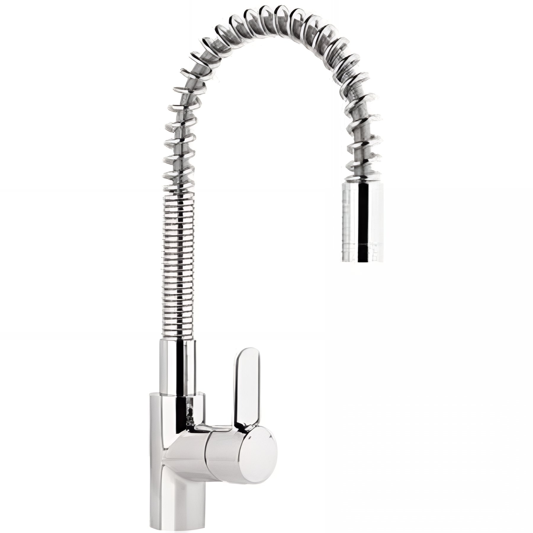 Mitigeur pour évier de cuisine bec haut orientable sur ressort SANINDUSA Torus chromé système Écospot inclus