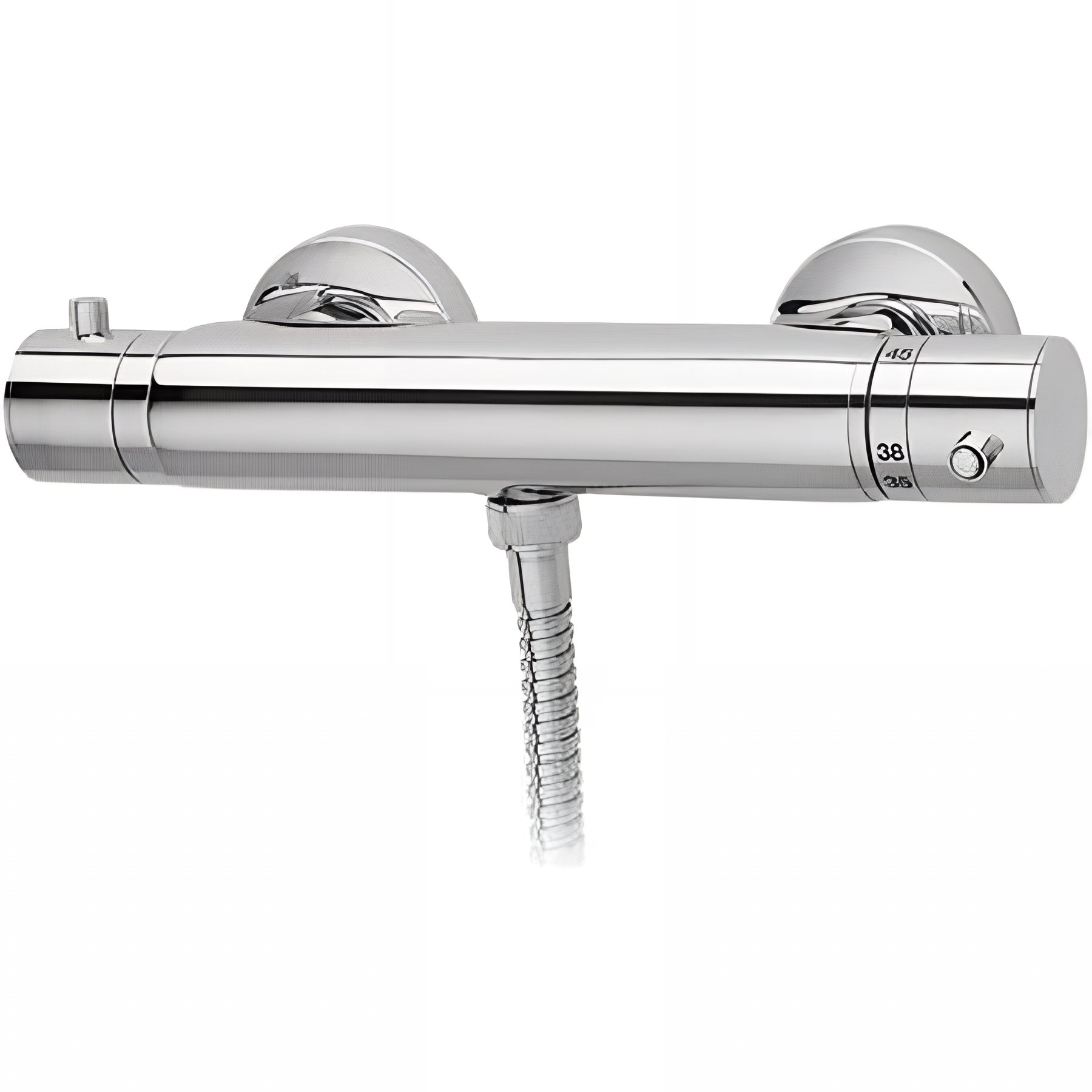 Pack mitigeur de douche thermostatique mural SANINDUSA Torus chromé mitigeur livré avec flexible 1,70m douchette Oméga et support mural