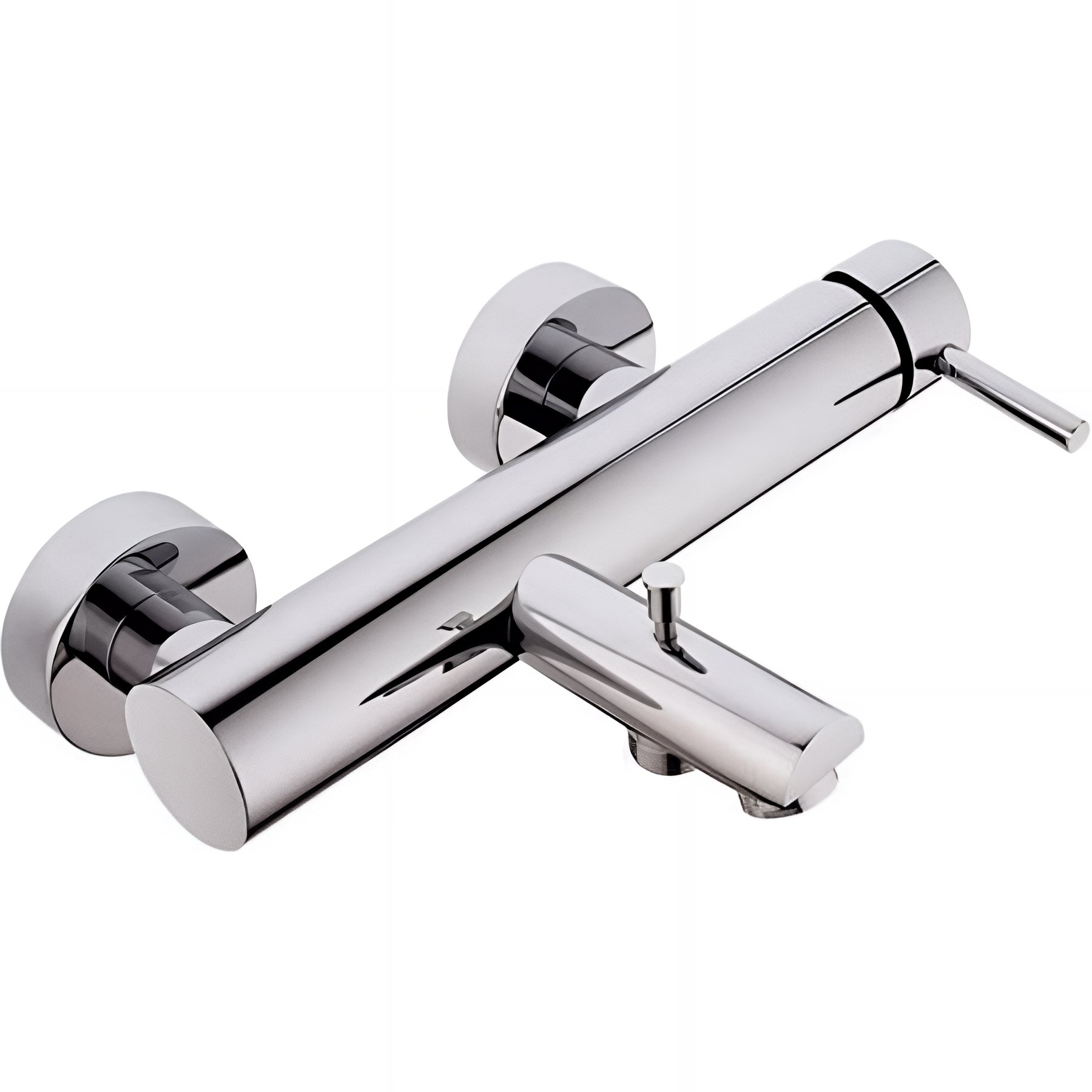 Mitigeur pour baignoire épuré mural commande latérale fonction douche SANINDUSA Icone chromé livré avec raccords excentrés et rosaces