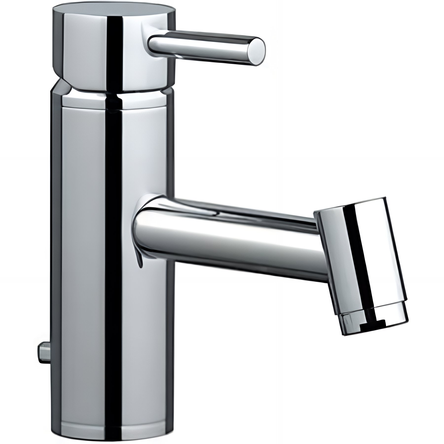 Mitigeur pour lavabo ou vasque bec contemporain mousseur Éco SANINDUSA Tube chromé livré avec 2 flexibles et son vidage à tirette