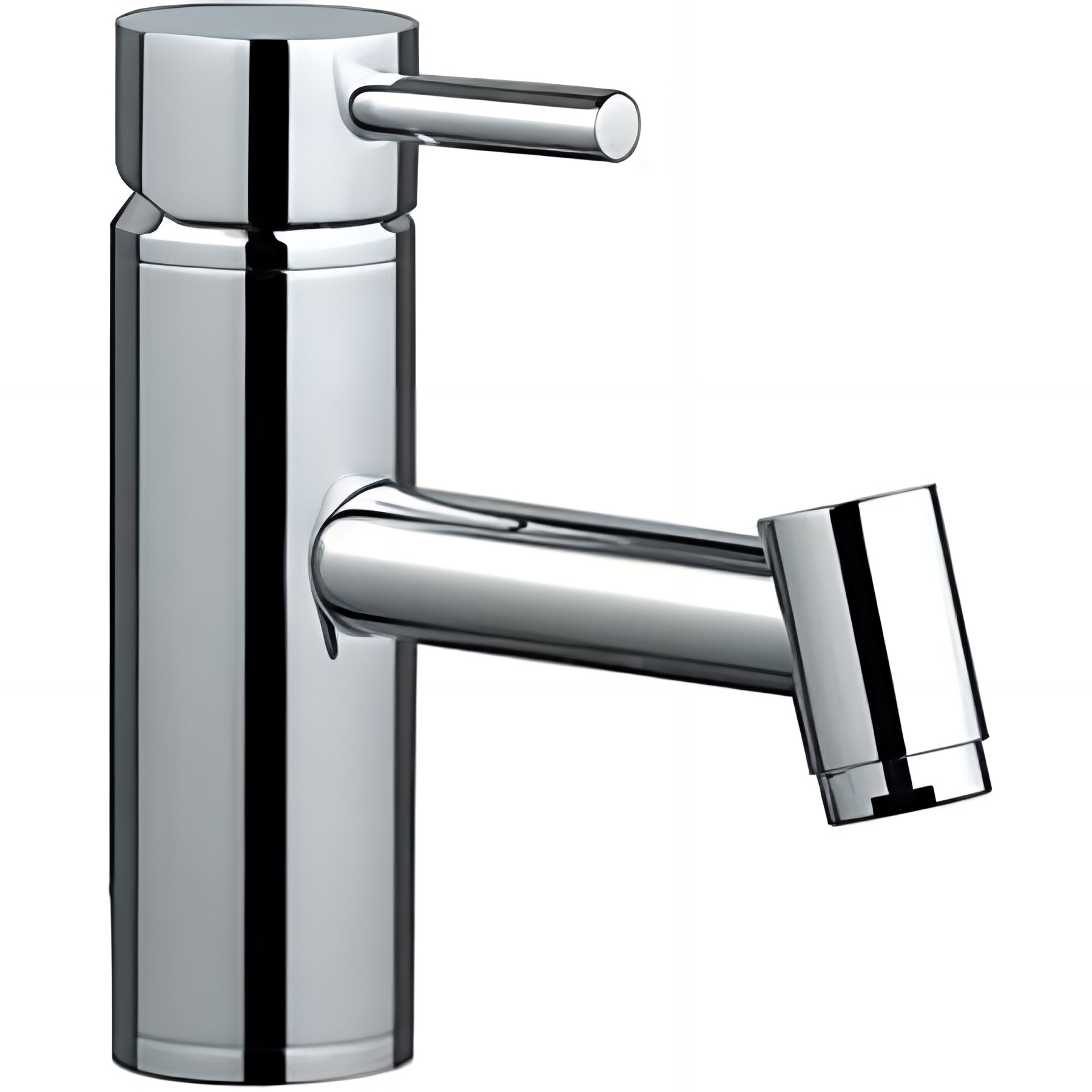 Mitigeur pour lavabo ou vasque bec contemporain mousseur Éco SANINDUSA Tube chromé livré avec 2 flexibles