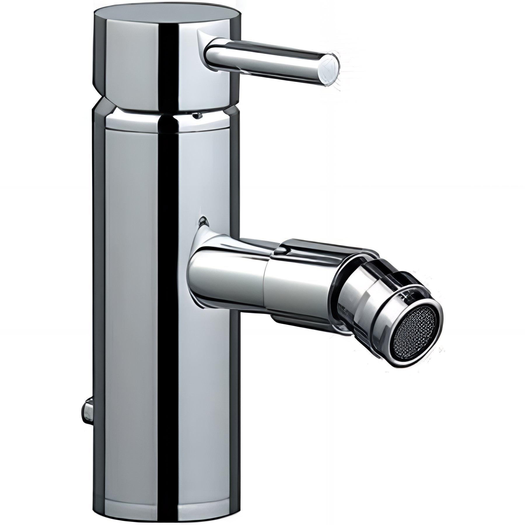 Mitigeur pour bidet bec contemporain mousseur Éco SANINDUSA Tube chromé livré avec 2 flexibles et son vidage à tirette