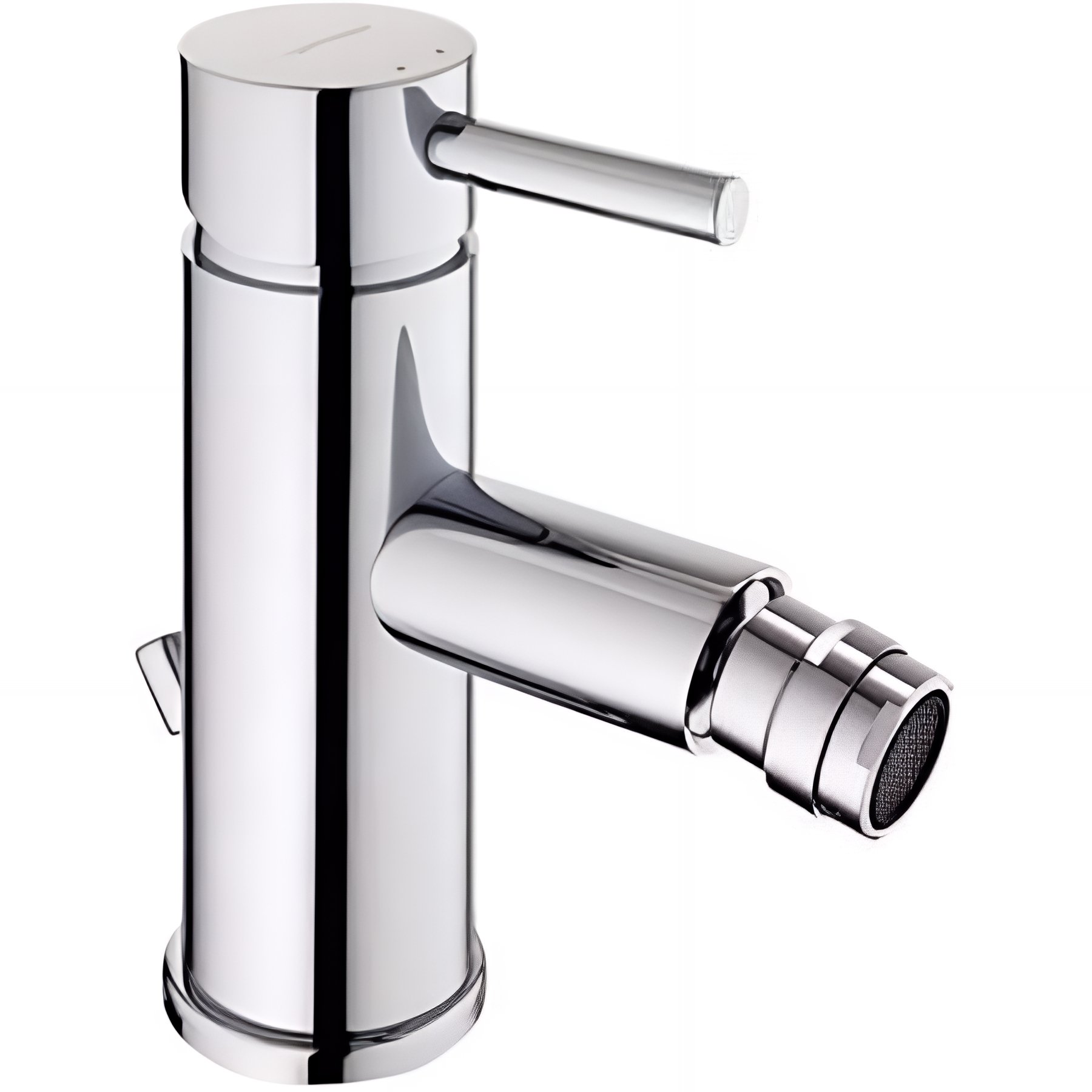 Mitigeur pour bidet bec contemporain mousseur Éco orientable SANINDUSA Éco Tube chromé livré avec 2 flexibles et son vidage à tirette