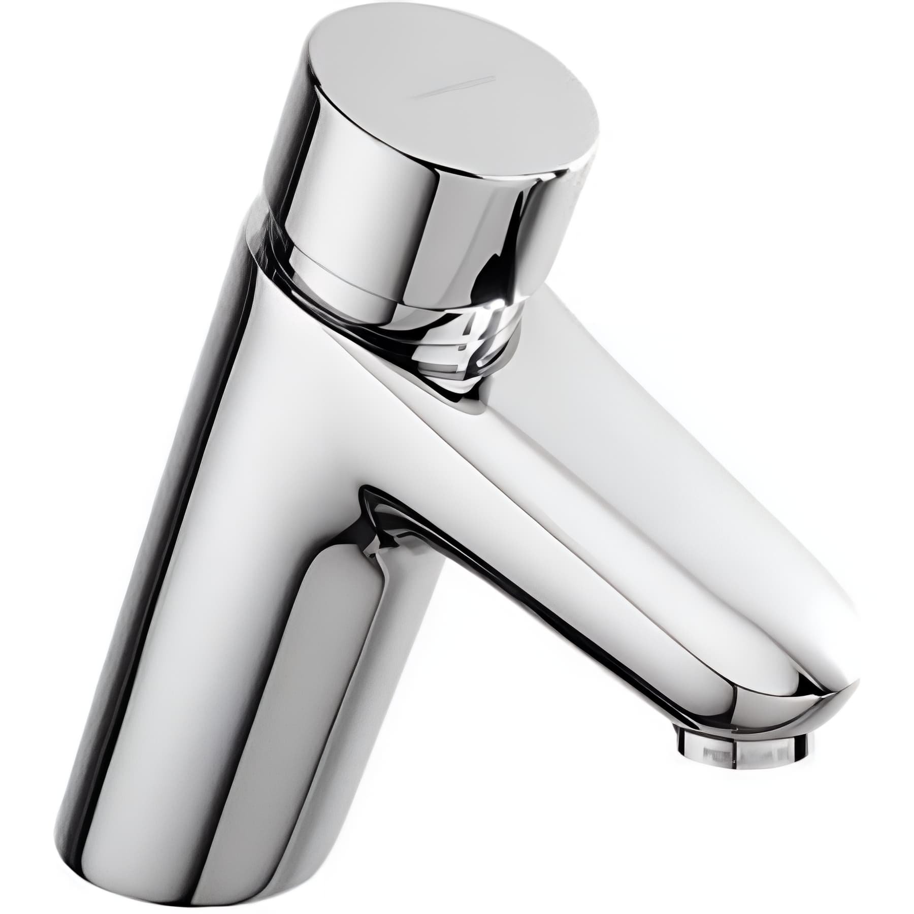 Robinet à bouton poussoir temporisé 1 eau froide ou mitigée pour lavabo lave-mains ou vasque SANINDUSA Lock chromé livré avec 1 flexible