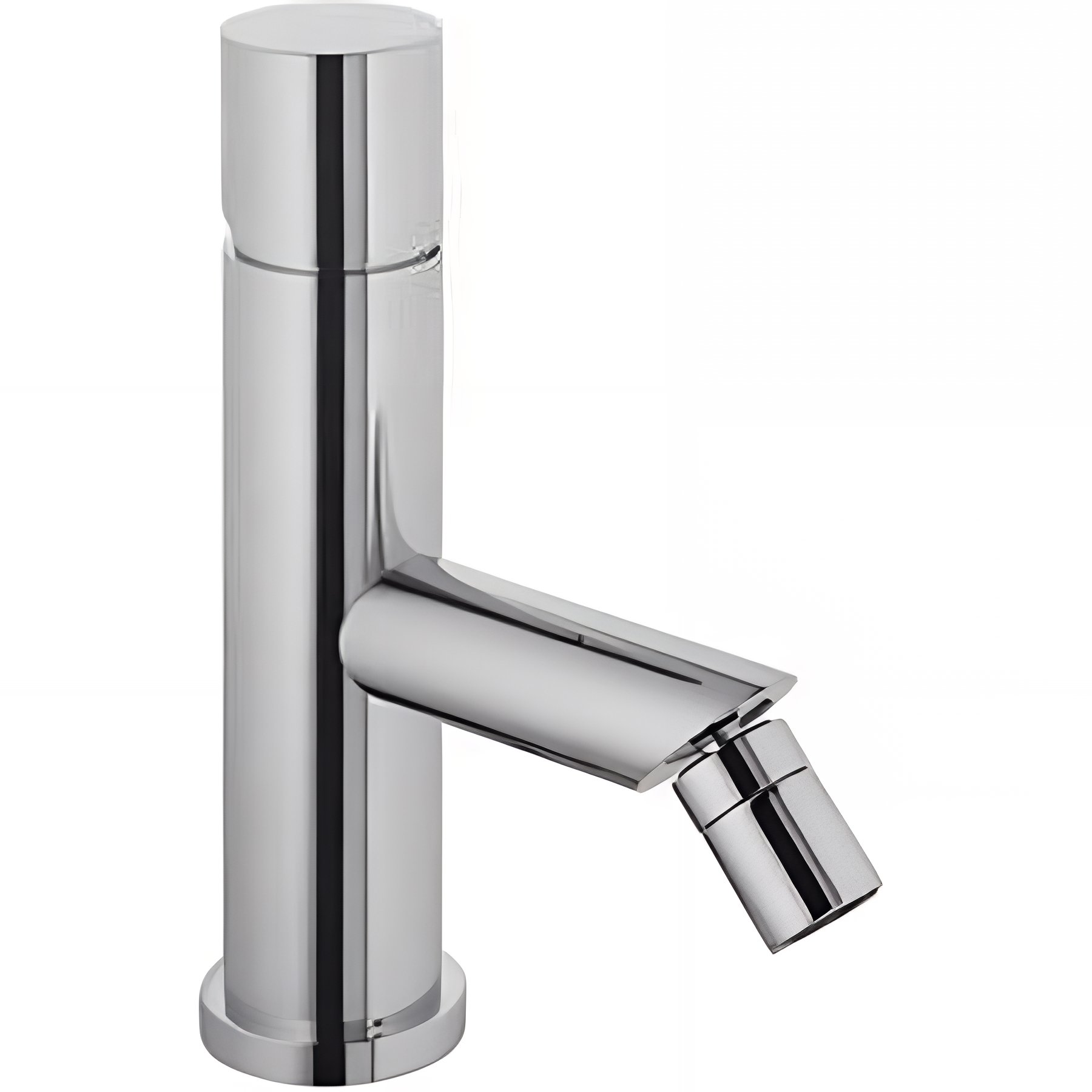 Mitigeur pour bidet bec contemporain mousseur orientable SANINDUSA Single chromé livré avec 2 flexibles