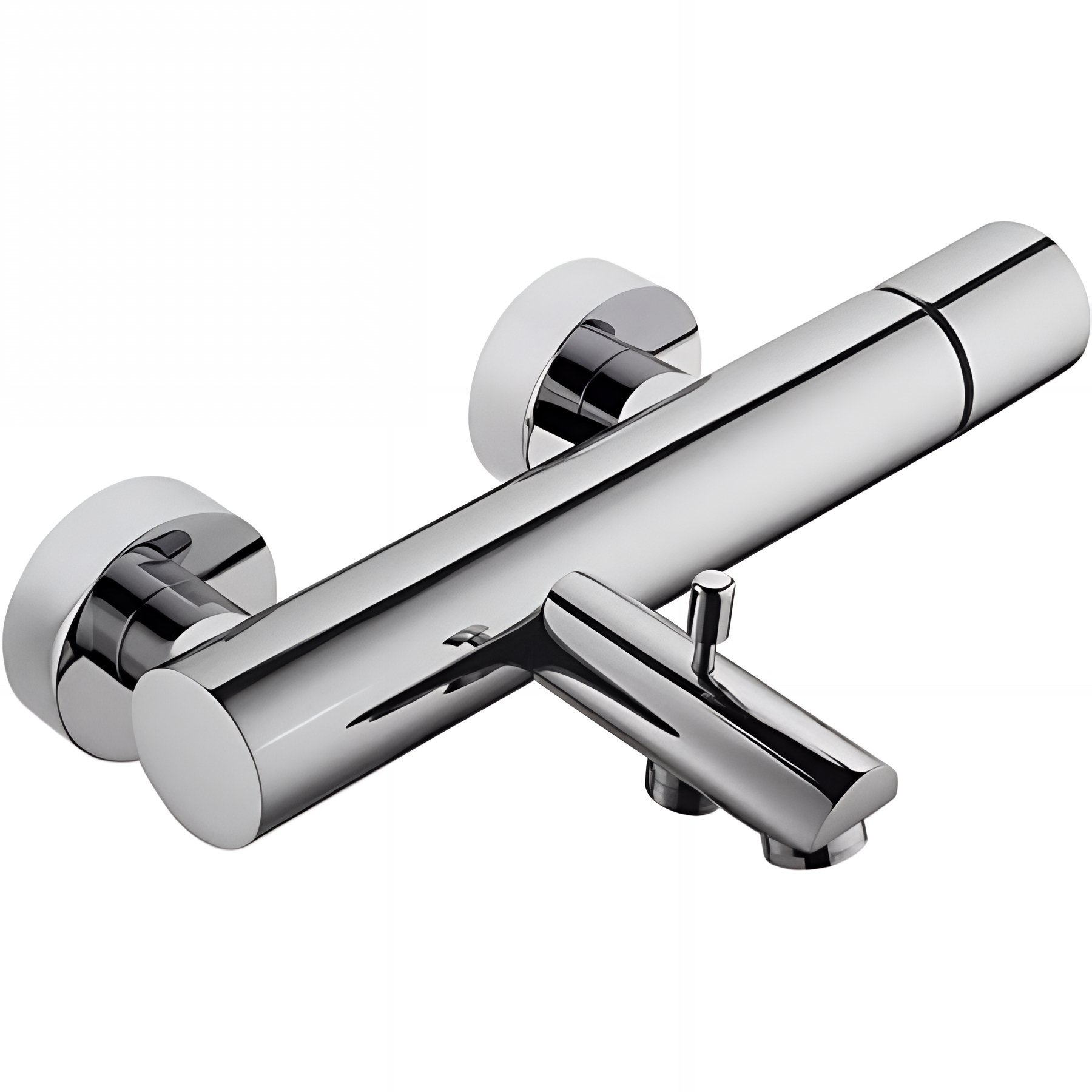 Mitigeur mural pour baignoire épuré avec fonction douche SANINDUSA Single chromé livré avec raccords excentrés et rosaces de finition