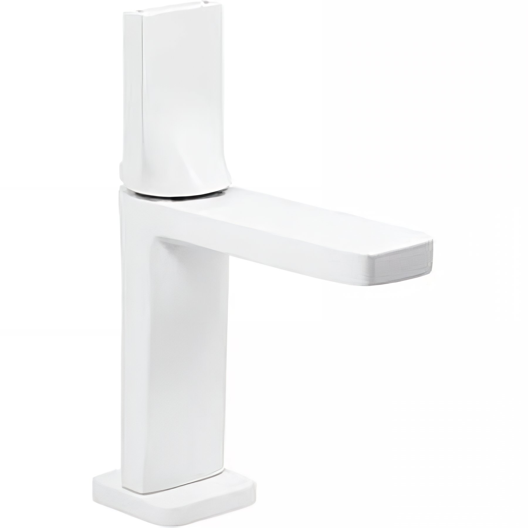 Mitigeur pour lavabo ou vasque design plat épuré contemporain SANINDUSA Line 42 blanc et chrome livré avec 2 flexibles