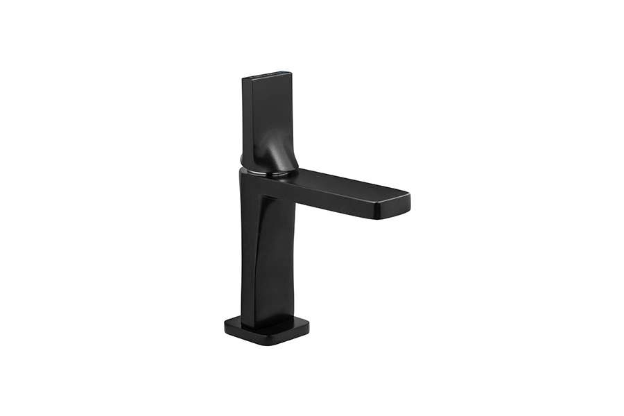 Mitigeur pour lavabo ou vasque design plat épuré contemporain SANINDUSA Line 42 couleur noir et chrome