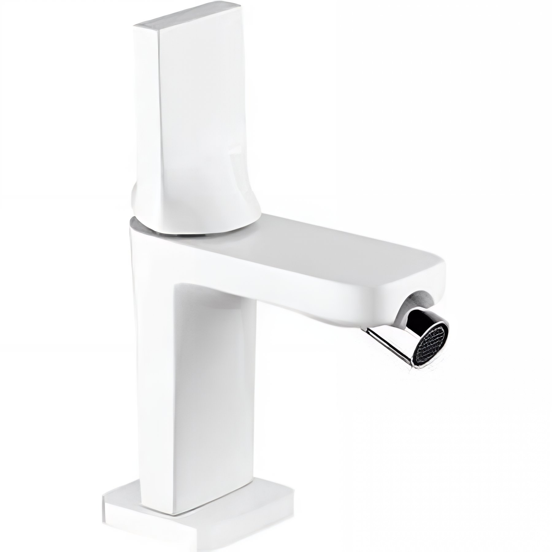 Mitigeur bidet design plat épuré contemporain SANINDUSA Alfa Line 42 blanc et chrome livré avec 2 flexibles